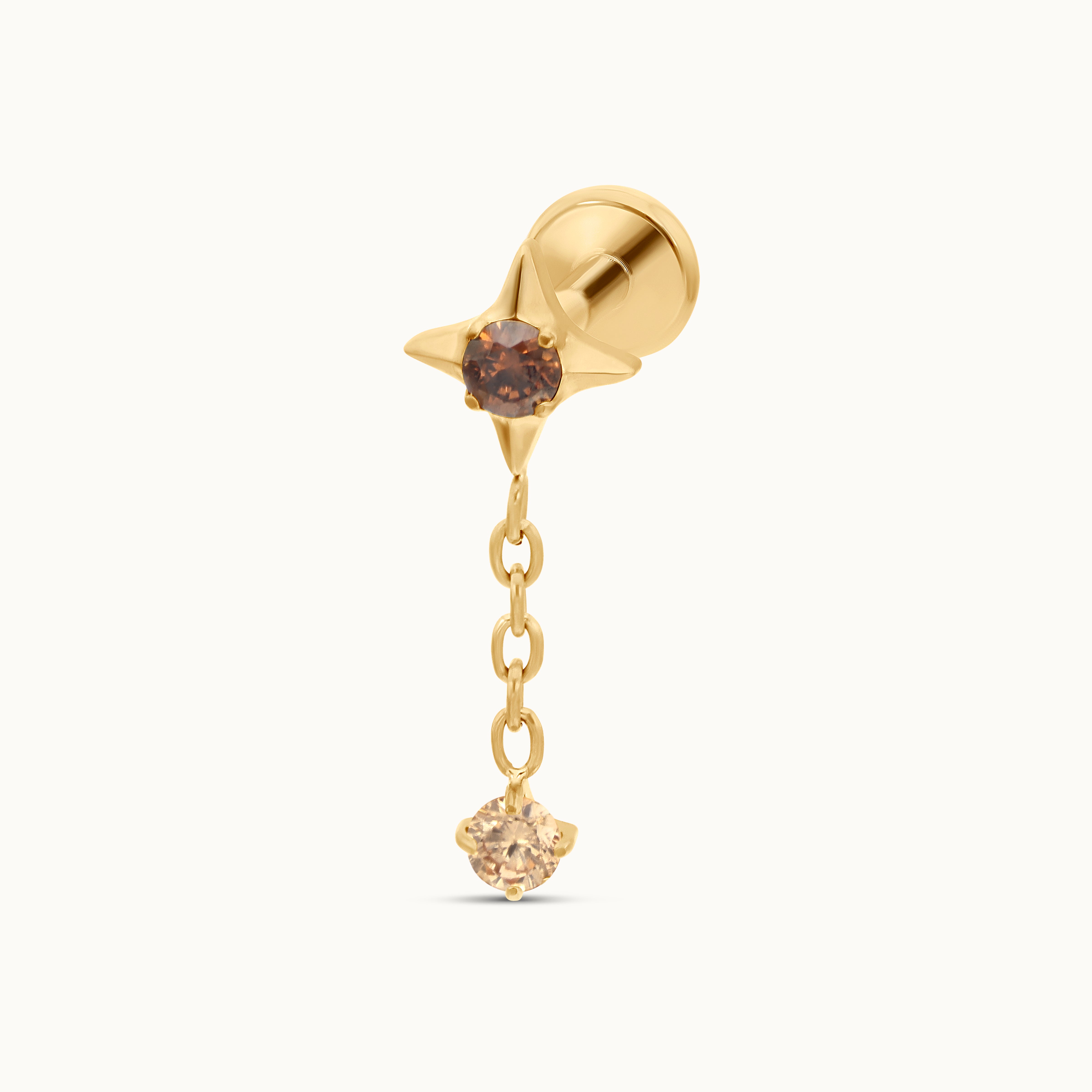 obsidian-piercing-americano-bijou-d-oreille-cha-ne-toile-en-titane-zircons-caf-e image 2