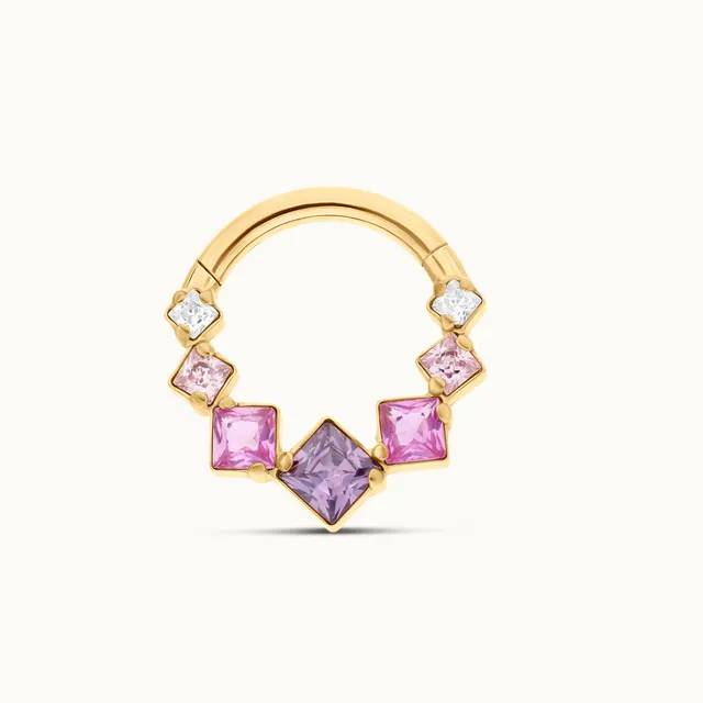 obsidian-piercing-rossini-clicker-titane-avec-cristaux-roses-et-mauves-pour-sept image 1