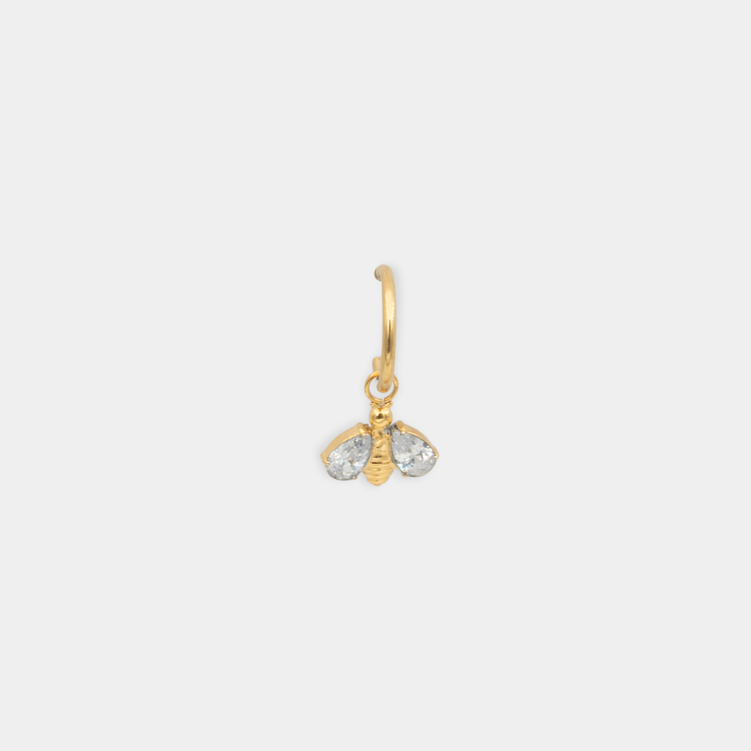 obsidian-piercing-anneau-charms-apis-clicker-titane-pvd-gold-charm-abeille-cisel image 1