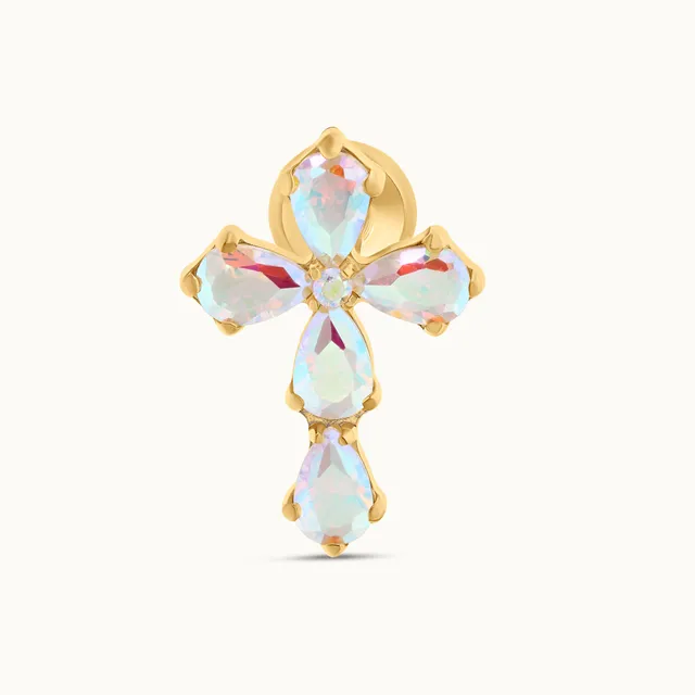 obsidian-piercing-spritz-croix-titane-pvd-gold-pour-flat-lobe image 1