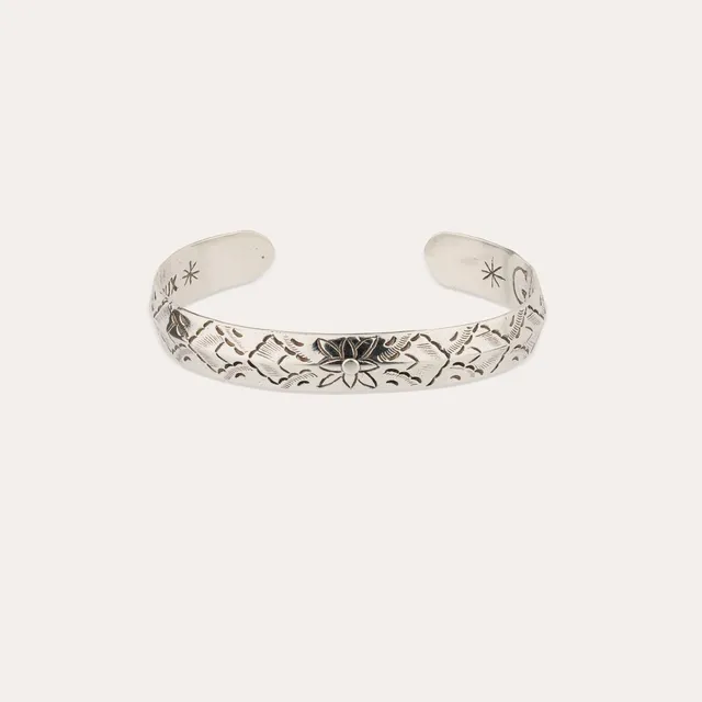 gas-bijoux-bracelet-jonc-coki-argent-grav-floral image 1