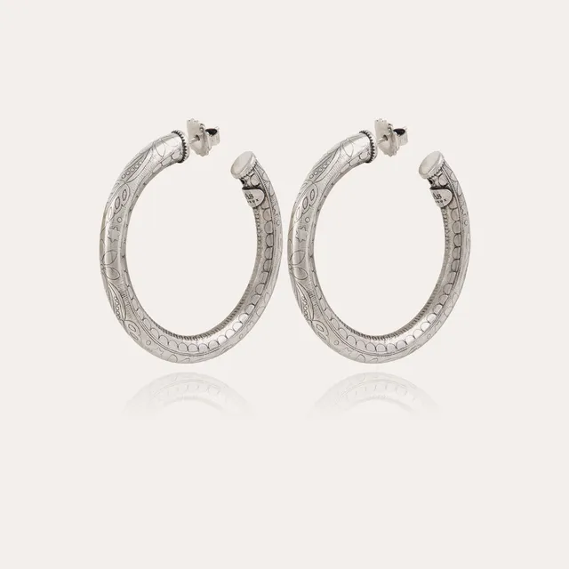 gas-bijoux-boucles-d-oreilles-cr-oles-maoro-petit-mod-le-argent-es-grav-es image 1