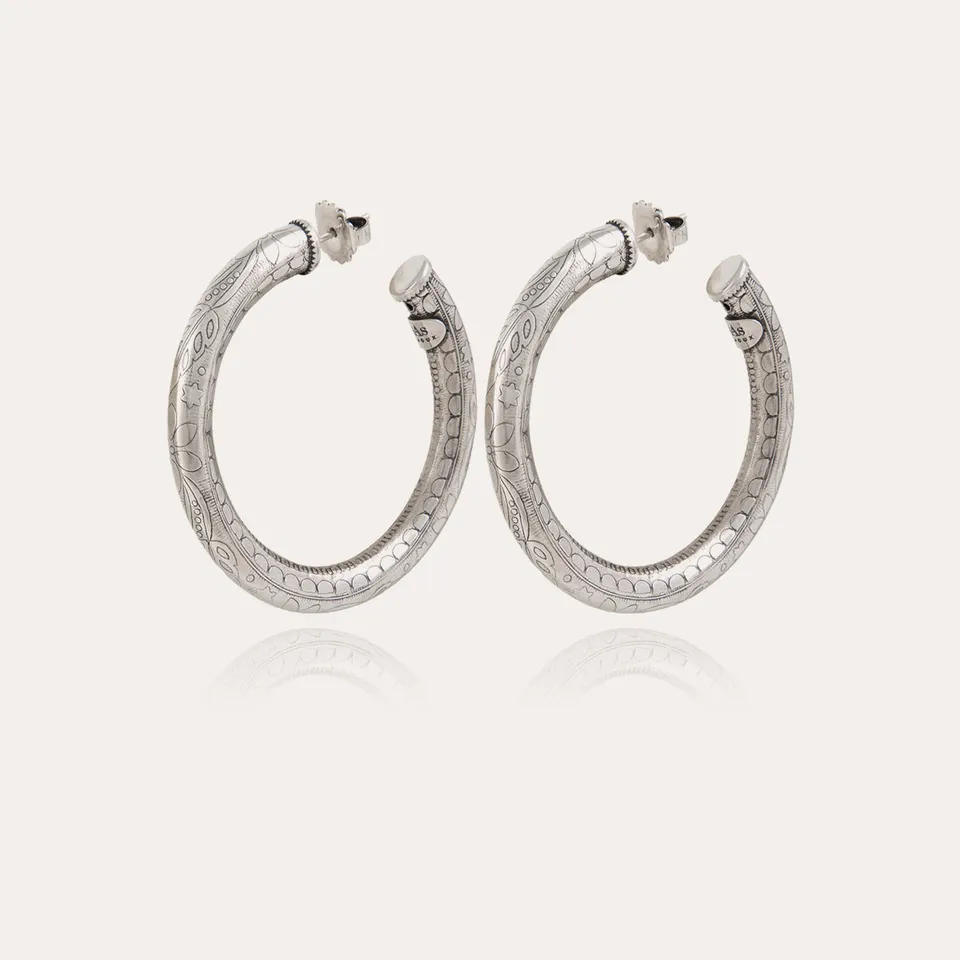 gas-bijoux-boucles-d-oreilles-cr-oles-maoro-petit-mod-le-argent-es-grav-es image 1