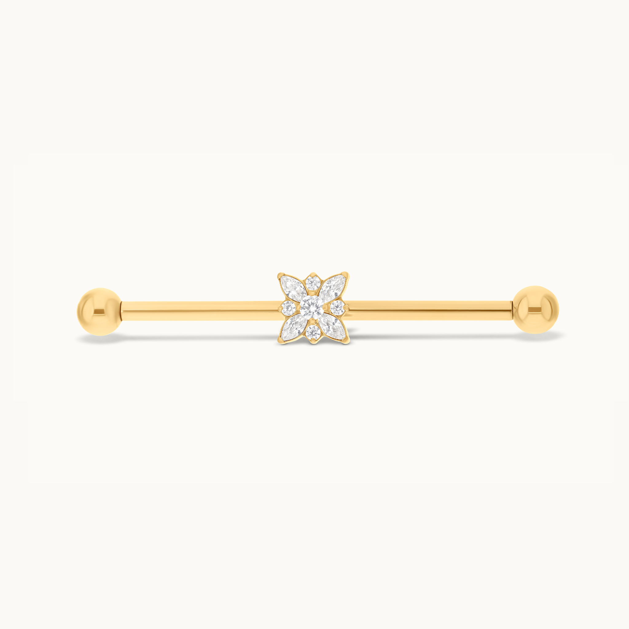 obsidian-piercing-industriel-myosotis-barre-industrielle-titane-fleurs-zircons-m image 1