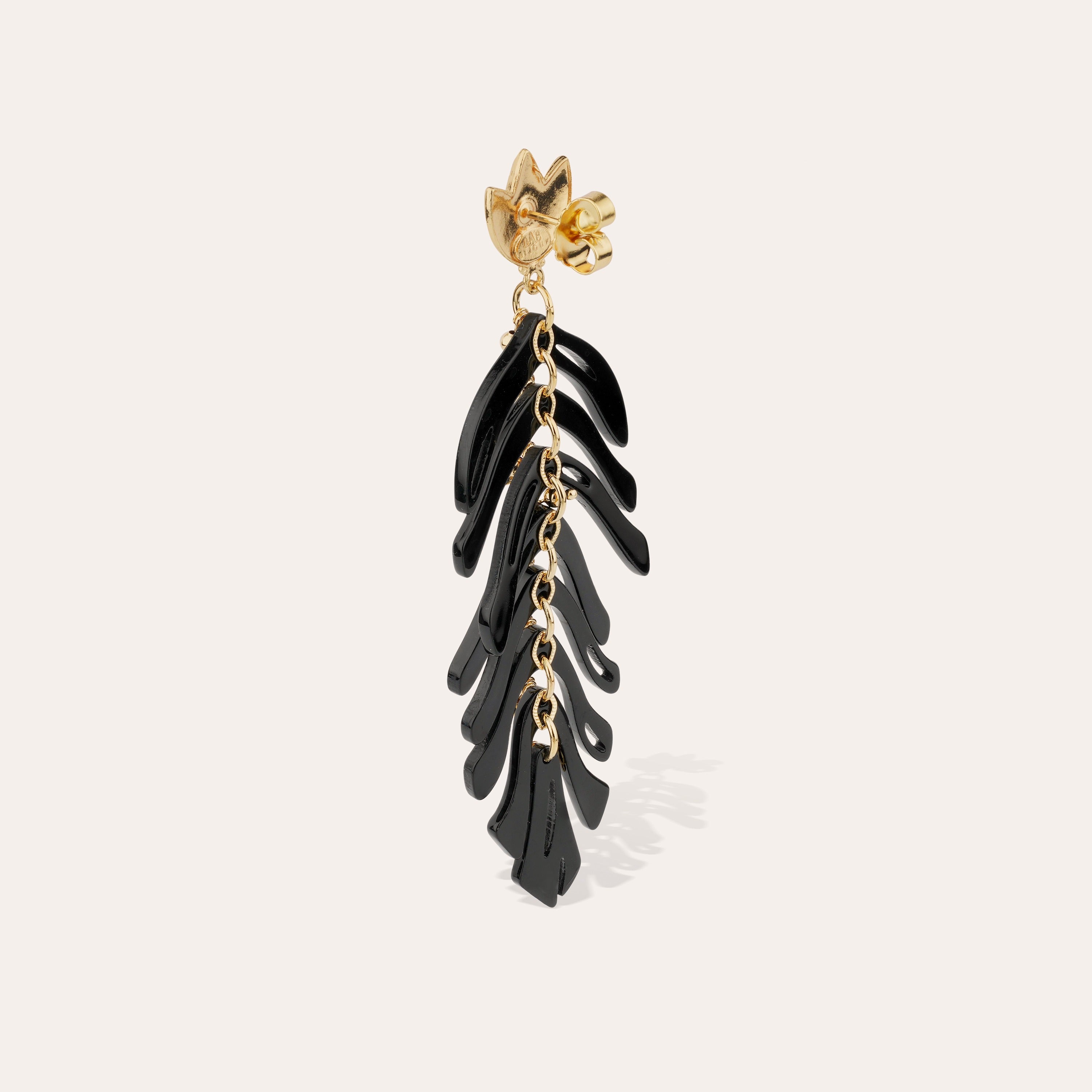 gas-bijoux-cavallo-boucles-d-oreilles-ace9tate-noir-dore9es-e0-l-or-fin image 2