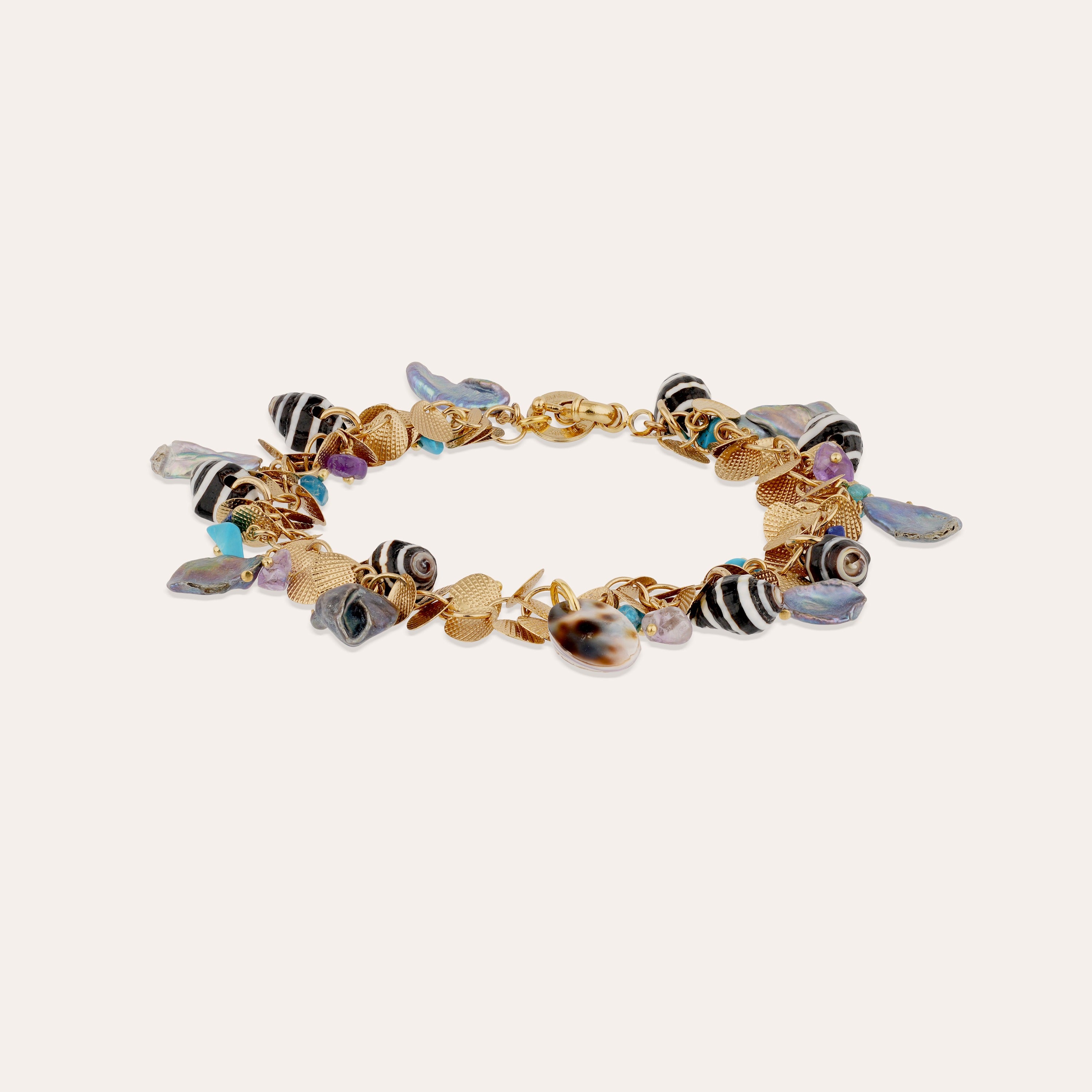 gas-bijoux-bracelet-de-cheville-coki-turquoise-nacre-grise-dor-l-or-fin-pampille image 1