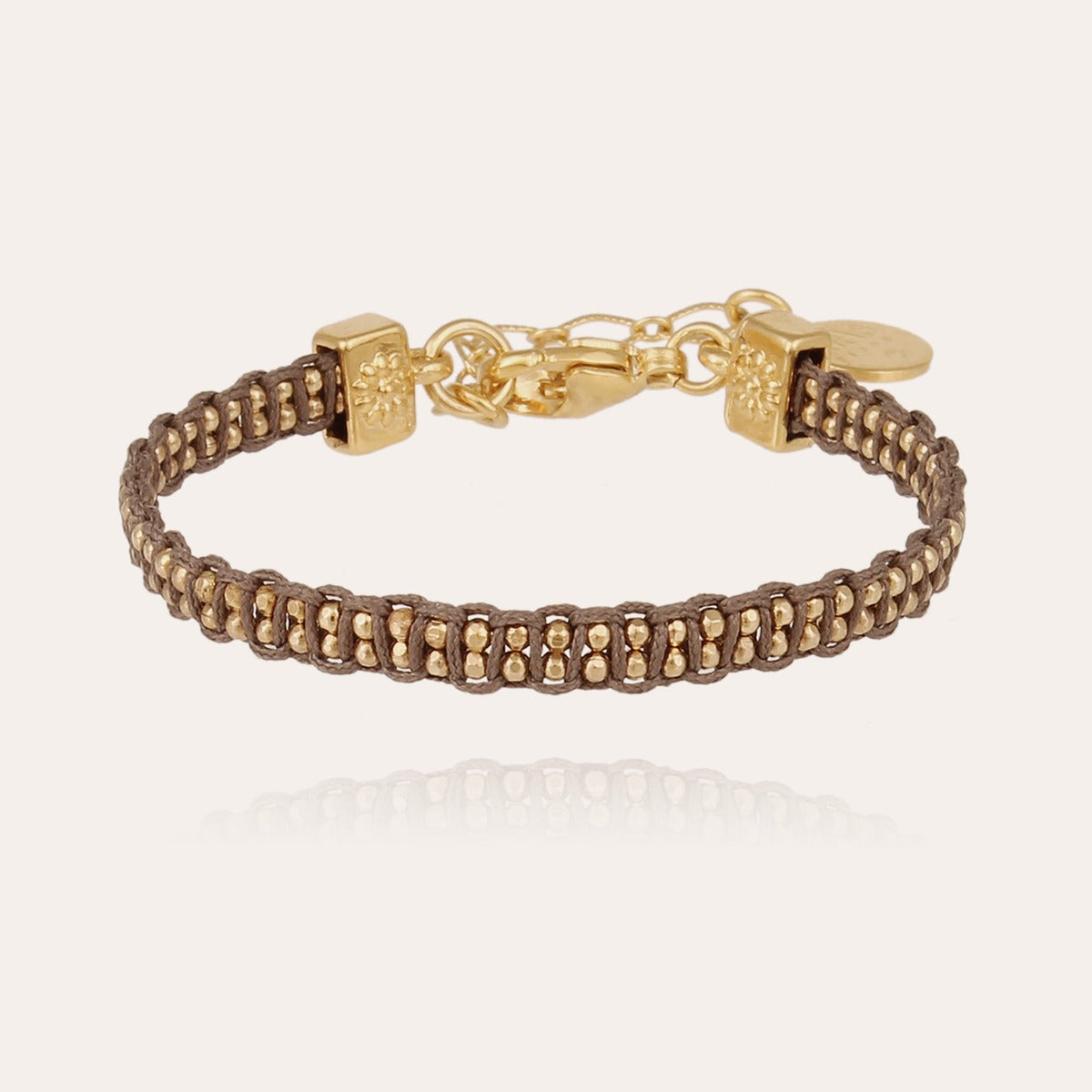 gas-bijoux-bracelet-fever-enfant-cha-ne-boule-dor-e-l-or-fin-sur-tissage-macram- image 2