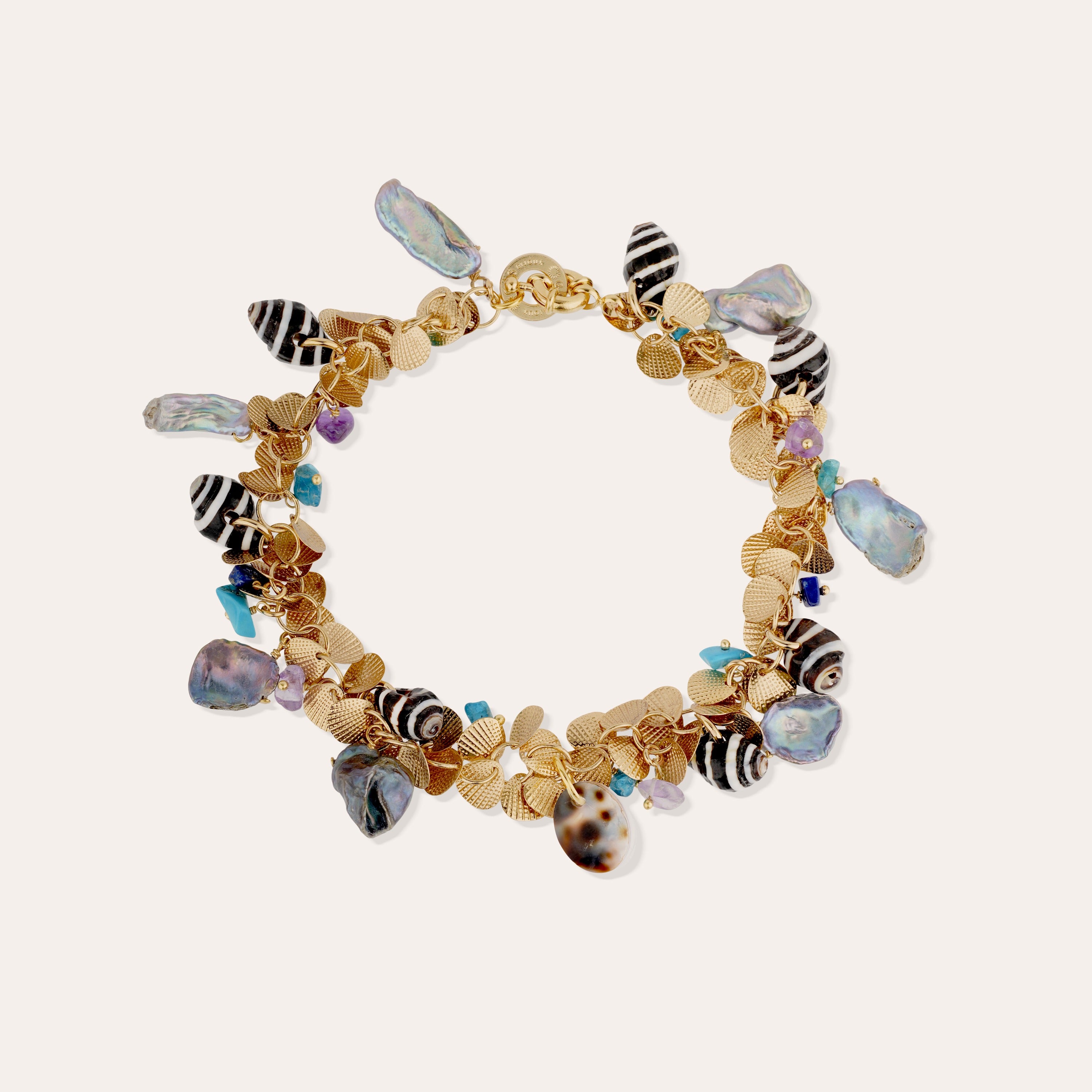 gas-bijoux-bracelet-de-cheville-coki-turquoise-nacre-grise-dor-l-or-fin-pampille image 2