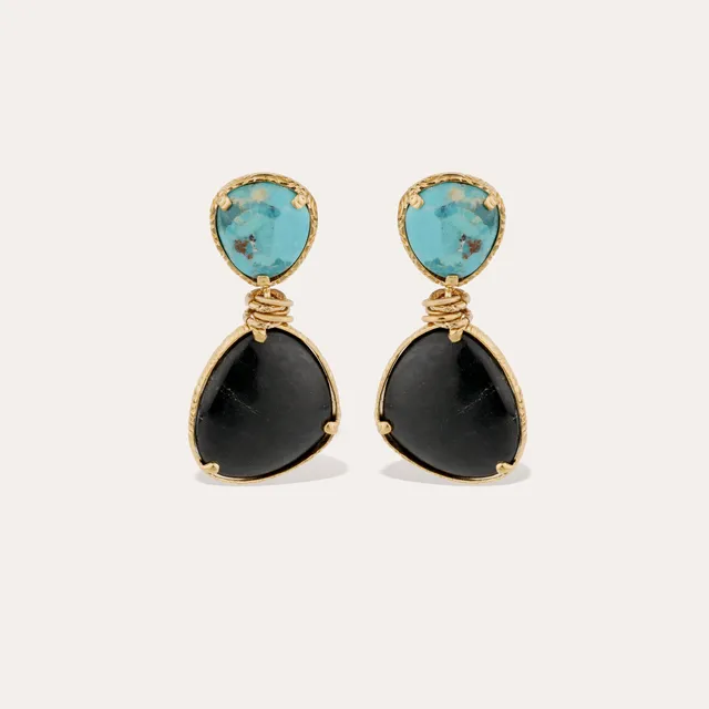 gas-bijoux-silia-turquoise-basalte-noire-boucles-d-oreilles-pierres-dor-es image 1