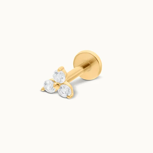 obsidian-piercing-trinity-zircon-14k-stud-or-massif-3-cristaux image 1