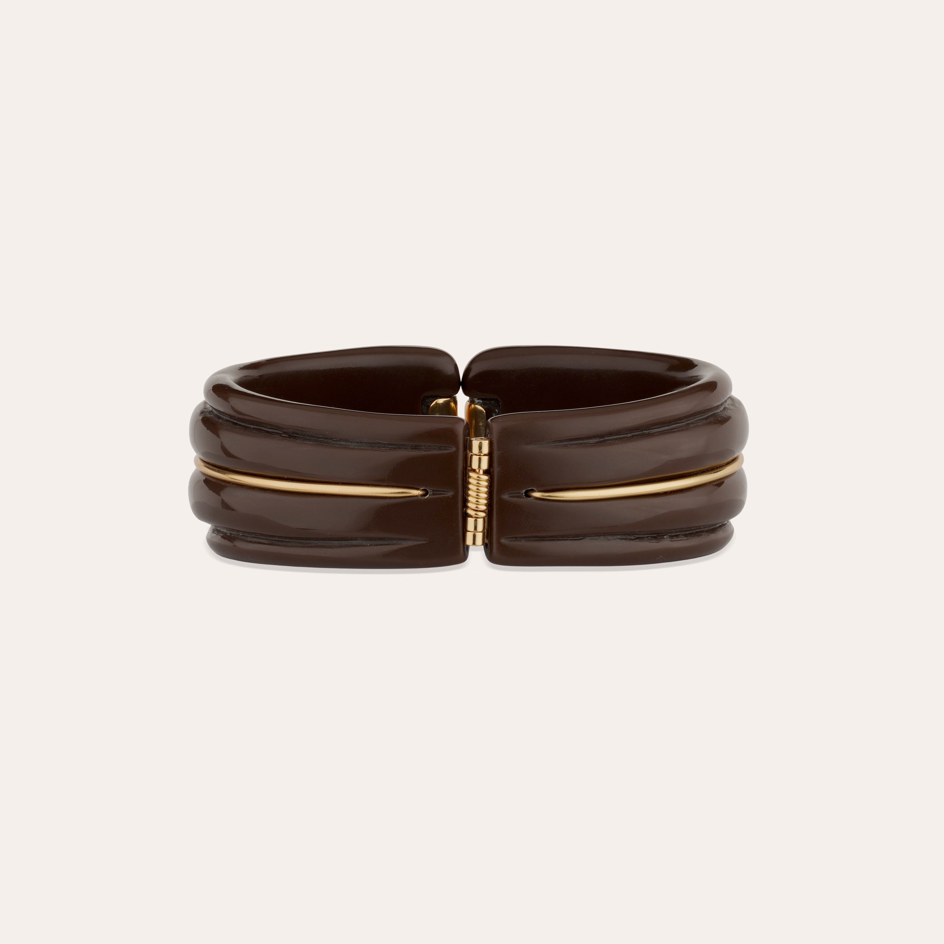 gas-bijoux-bracelet-cume-manchette-ac-tate-marron-sculpt-main-dor-or-fin image 2