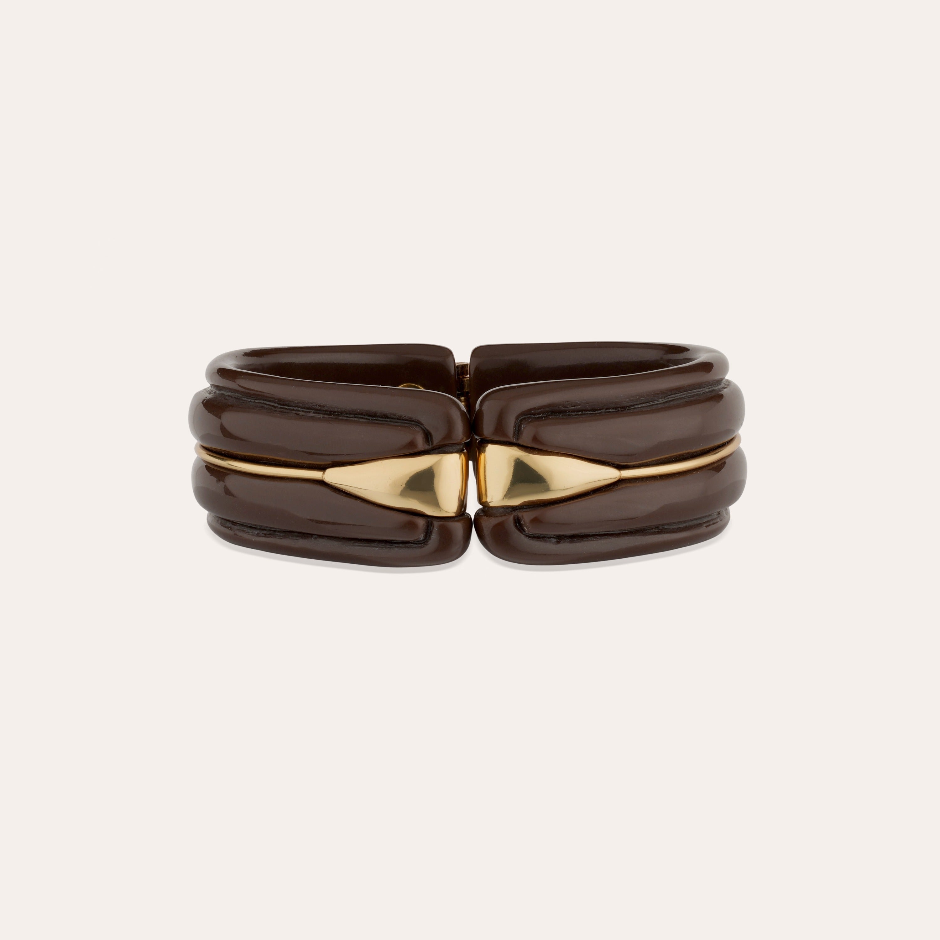 gas-bijoux-bracelet-cume-manchette-ac-tate-marron-sculpt-main-dor-or-fin image 1