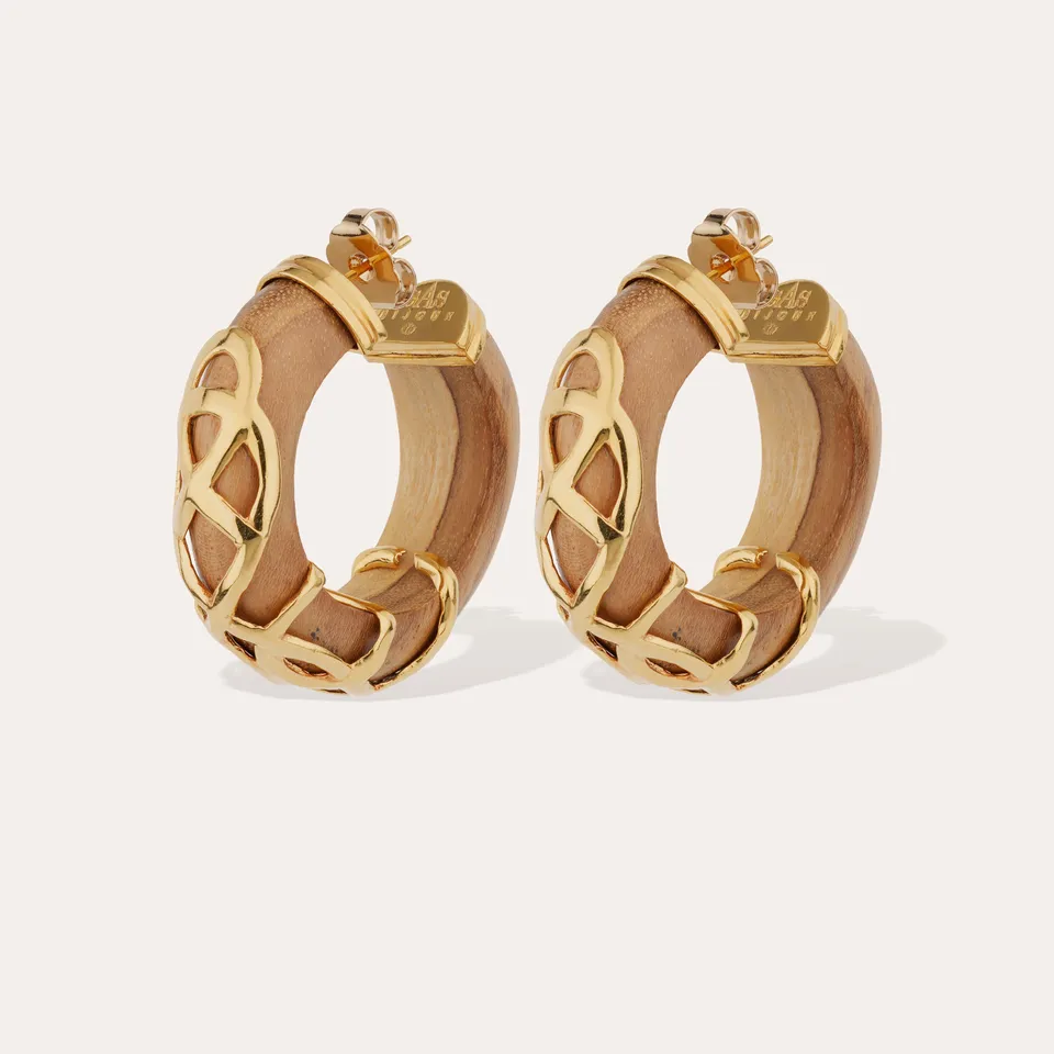 gas-bijoux-boucles-d-oreilles-cr-ole-abalone-bois-dor-l-or-fin image 1