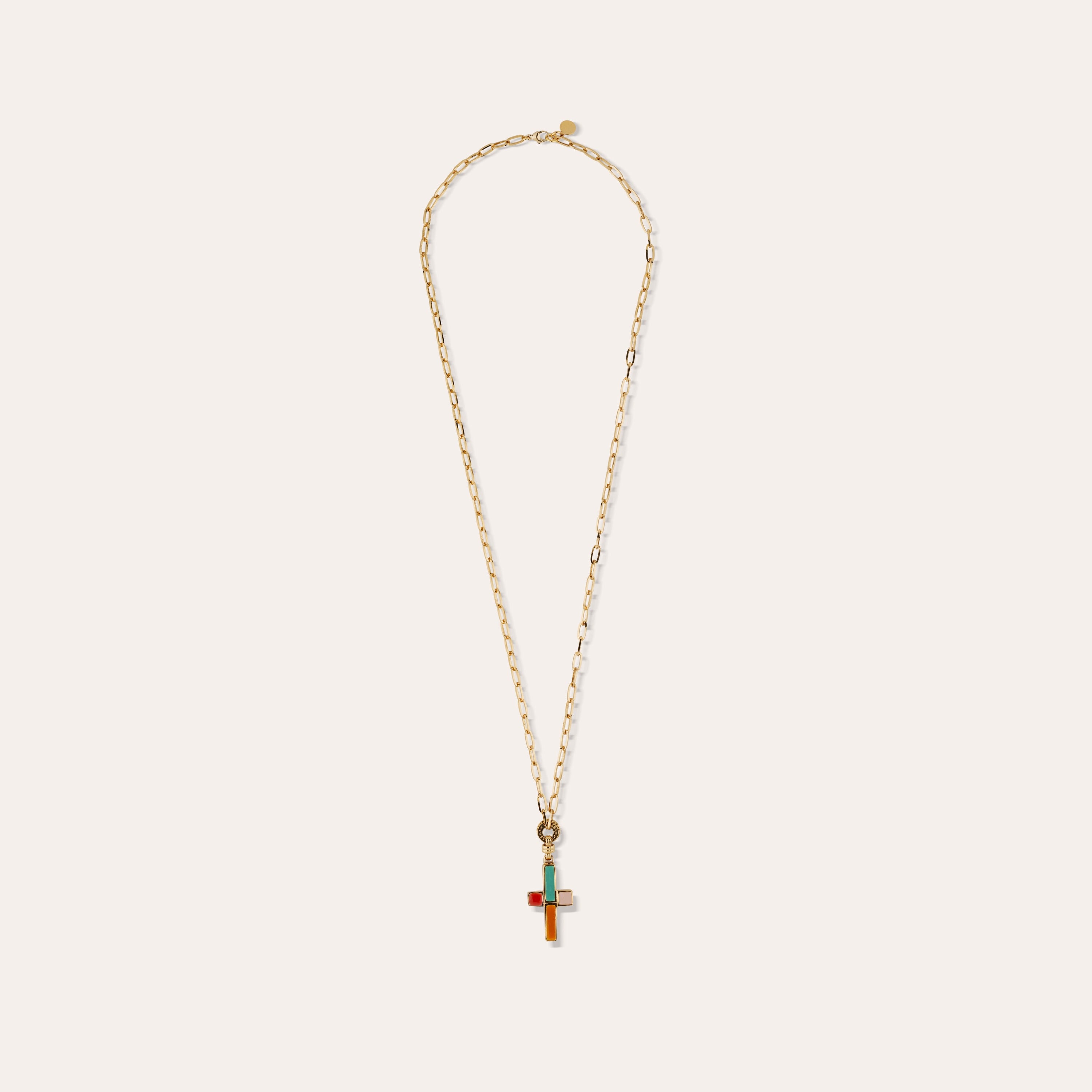 gas-bijoux-sautoir-croix-petit-mod-le-dor-l-or-fin-croix-maill-e-la-main image 3