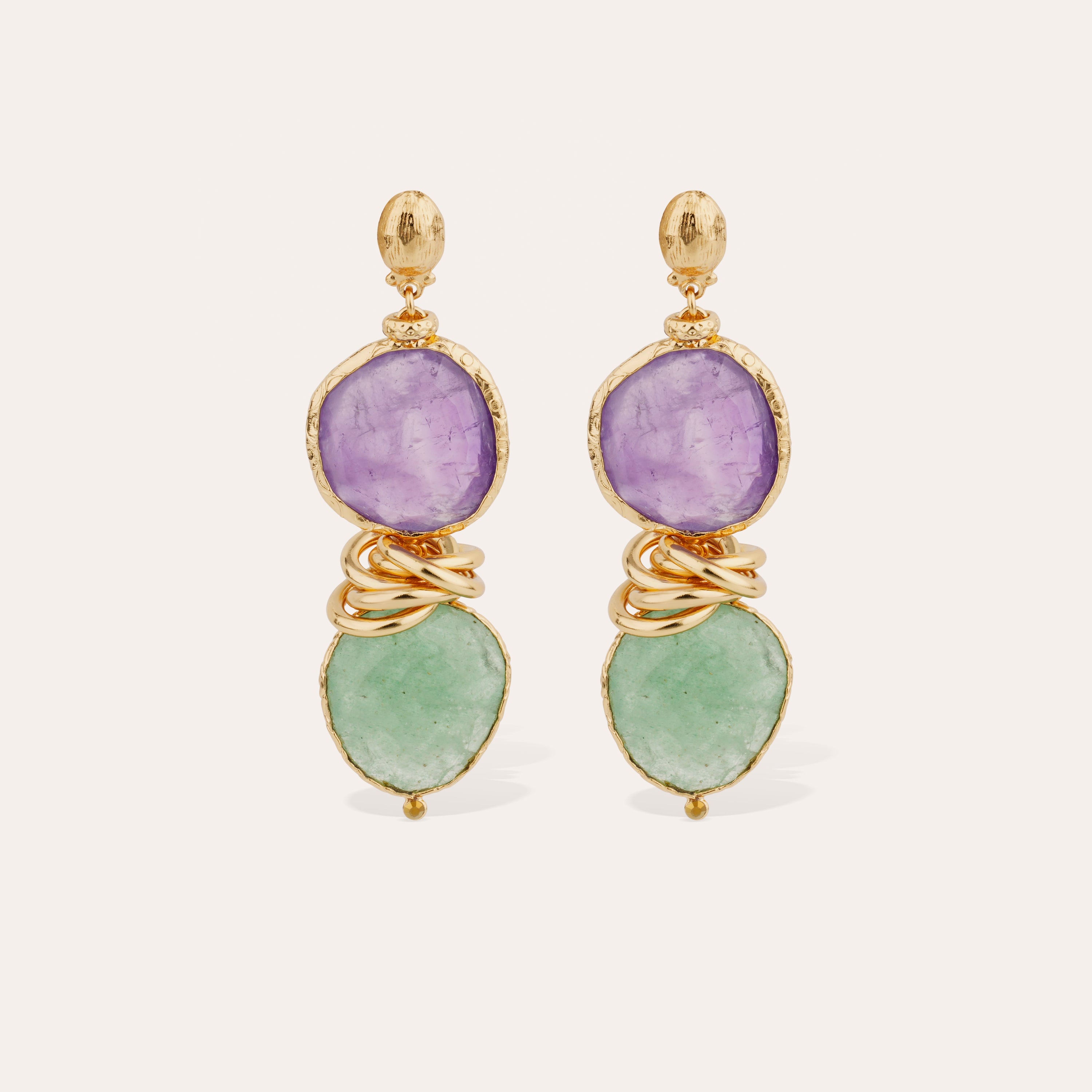 gas-bijoux-boucles-d-oreilles-sirena-am-thyste-et-quartz-vert-sertis-sur-or-fin image 1