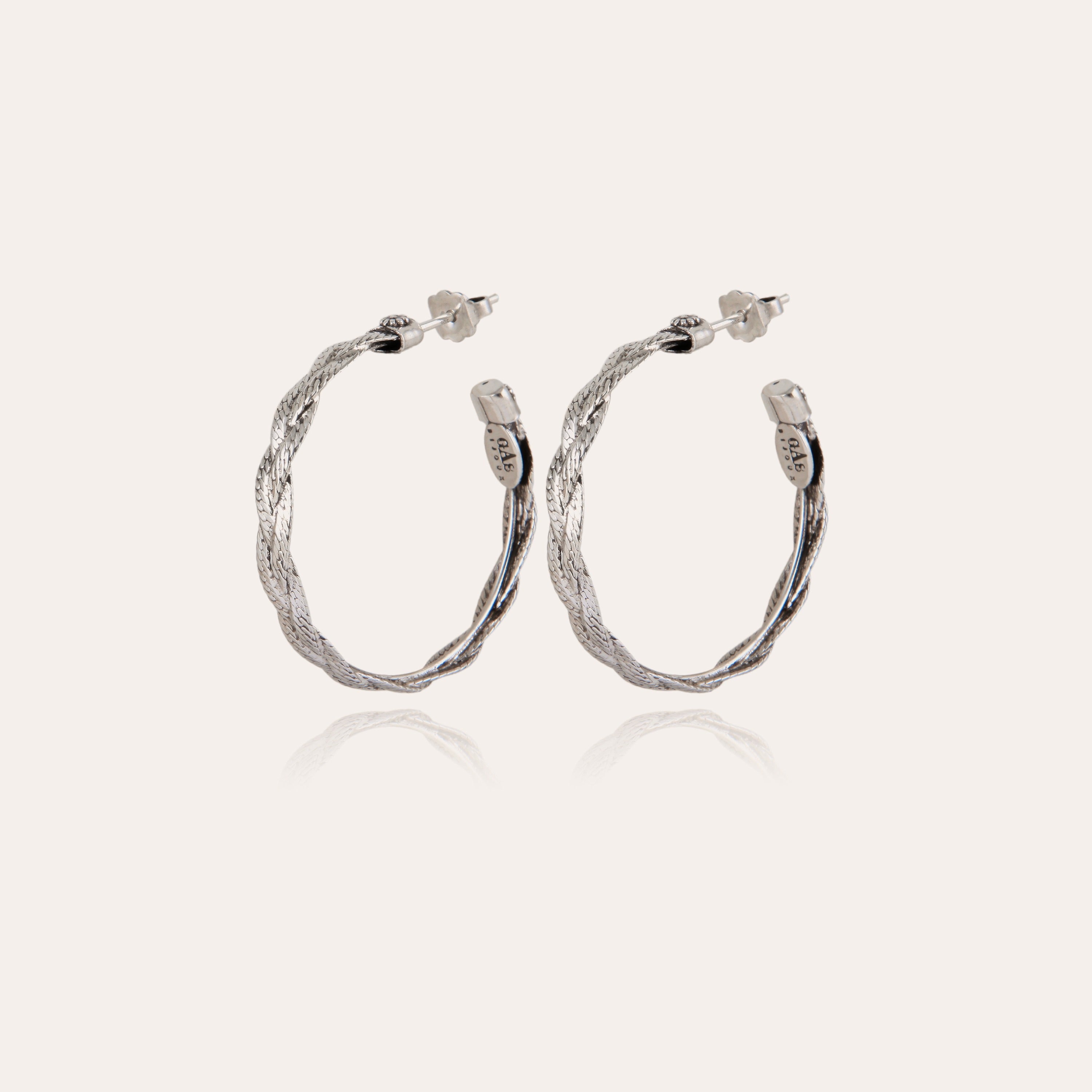 gas-bijoux-boucles-d-oreilles-cr-oles-tresse-petit-mod-le-cr-oles-argent-es-mail image 1