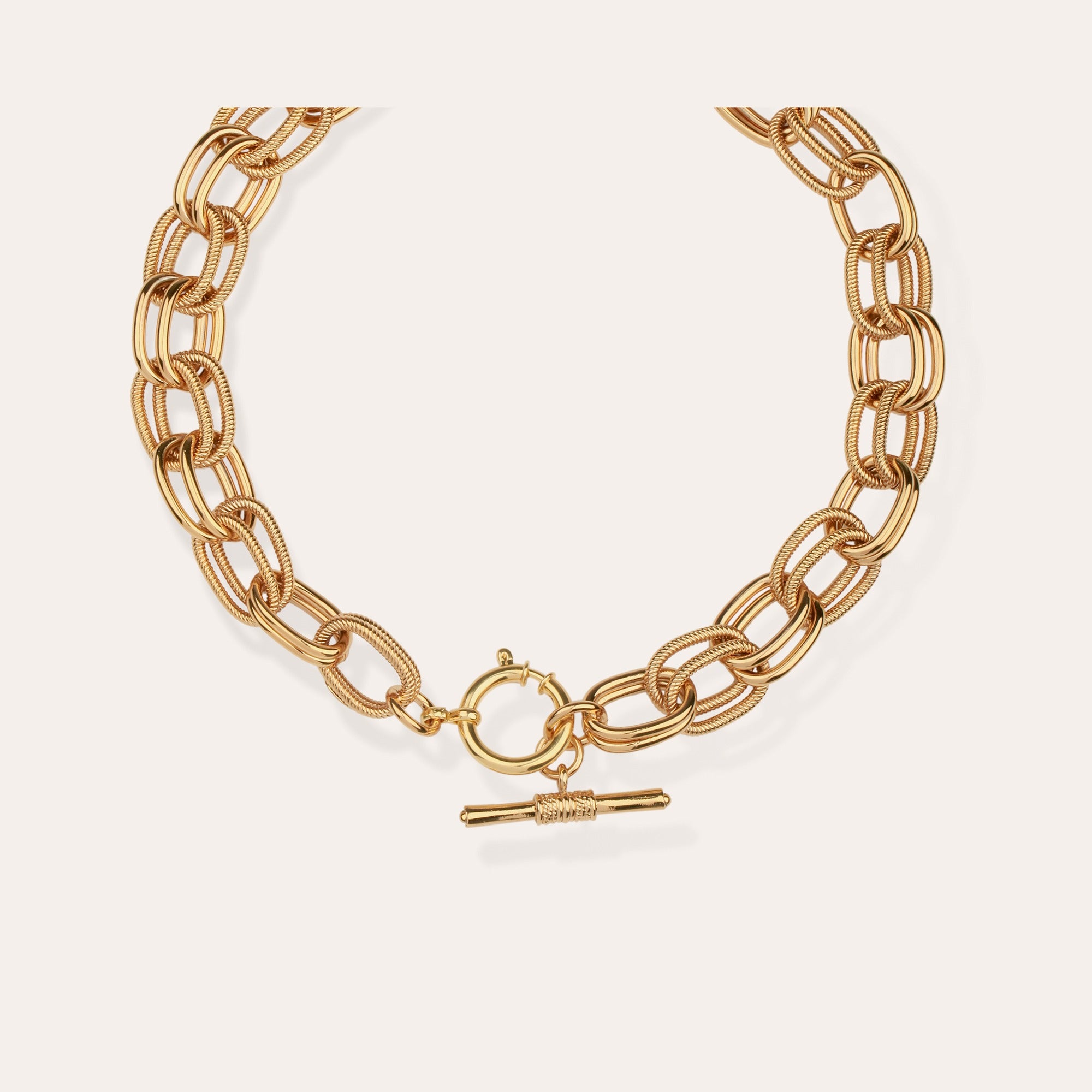 gas-bijoux-collier-bell-collier-cha-ne-anneaux-lisses-et-stri-s-dor-l-or-fin-37- image 2