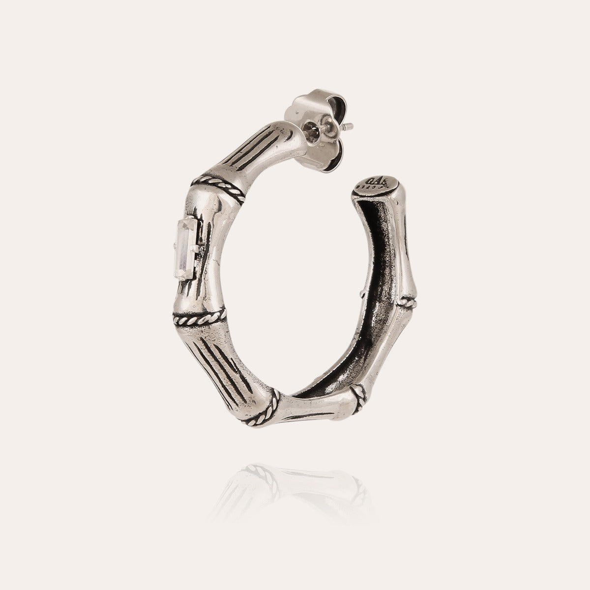 gas-bijoux-boucles-d-oreilles-cr-oles-bambou-strass-petit-mod-le-argent-es image 3