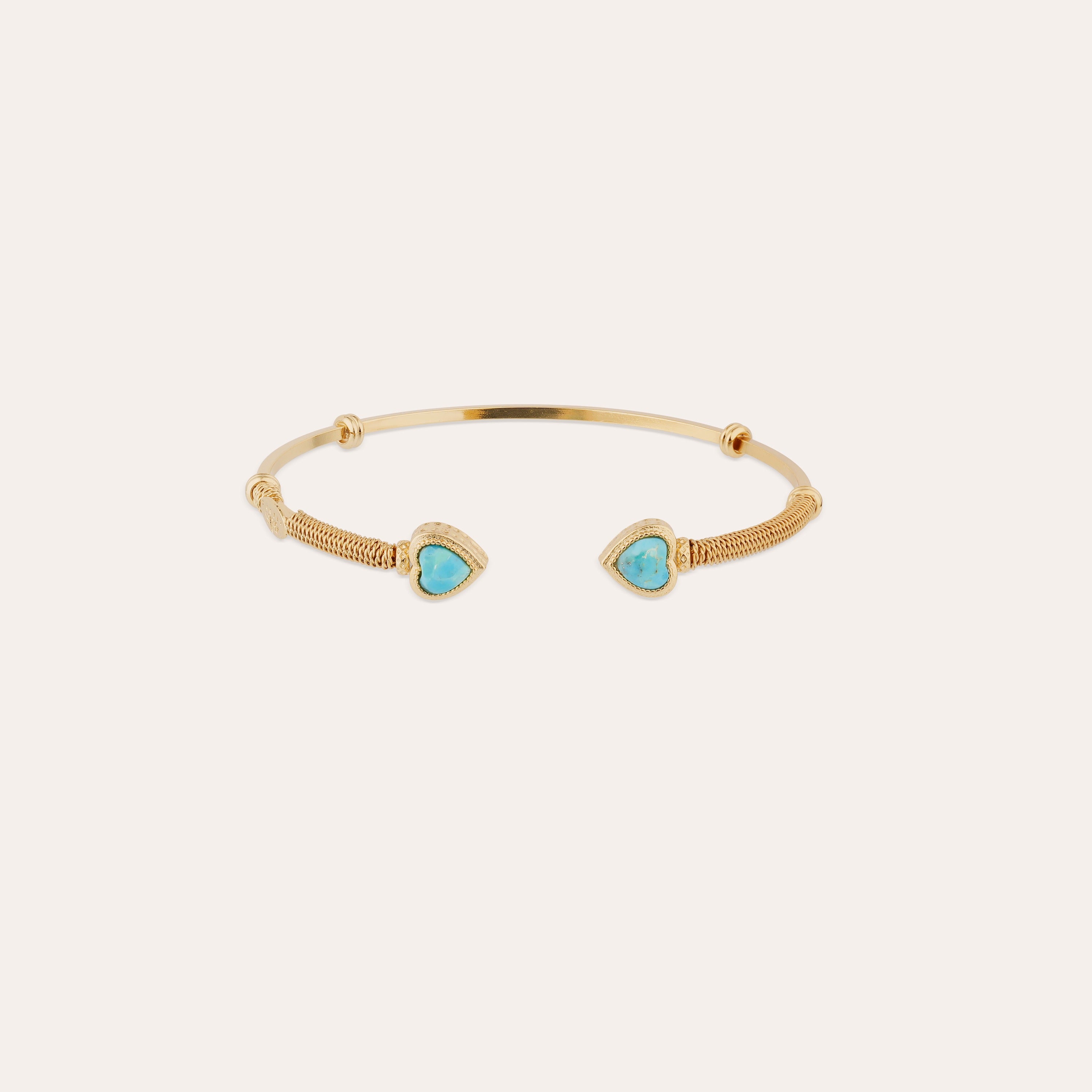 gas-bijoux-bracelet-duality-amore-jonc-dor-turquoise-double-c-ur image 1