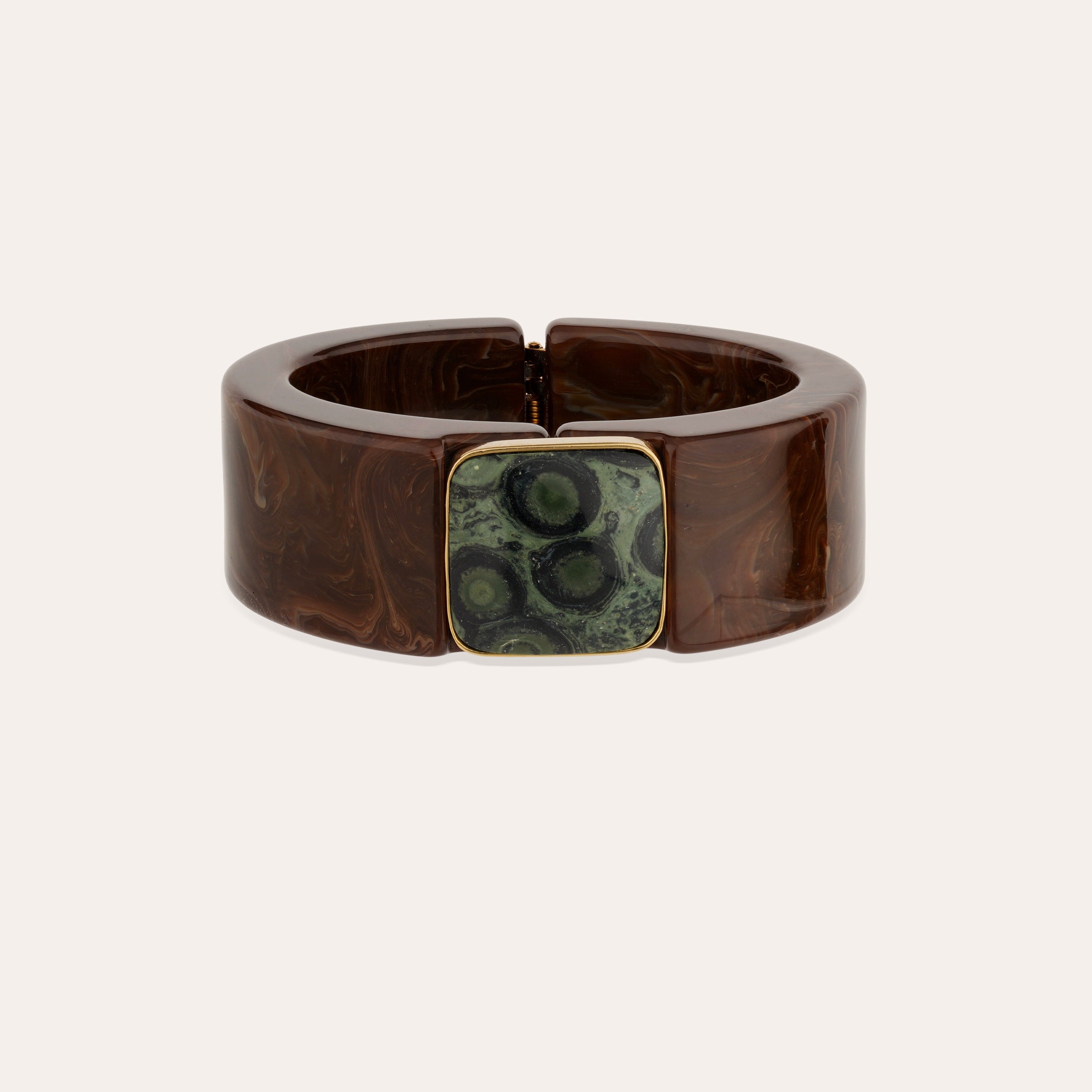 gas-bijoux-arty-bracelet-ac-tate-dor-marron-cabochon-jaspe-kambaba image 1