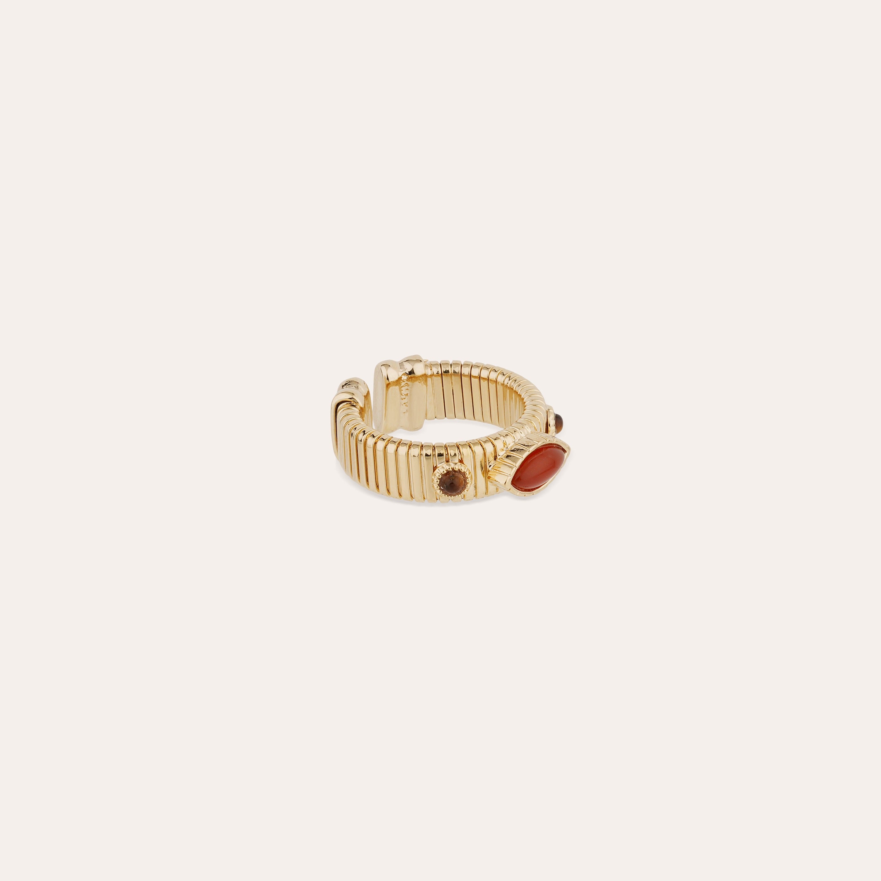 gas-bijoux-bague-strada-jonc-tubogas-dor-e-cornaline-et-oeil-de-tigre image 2
