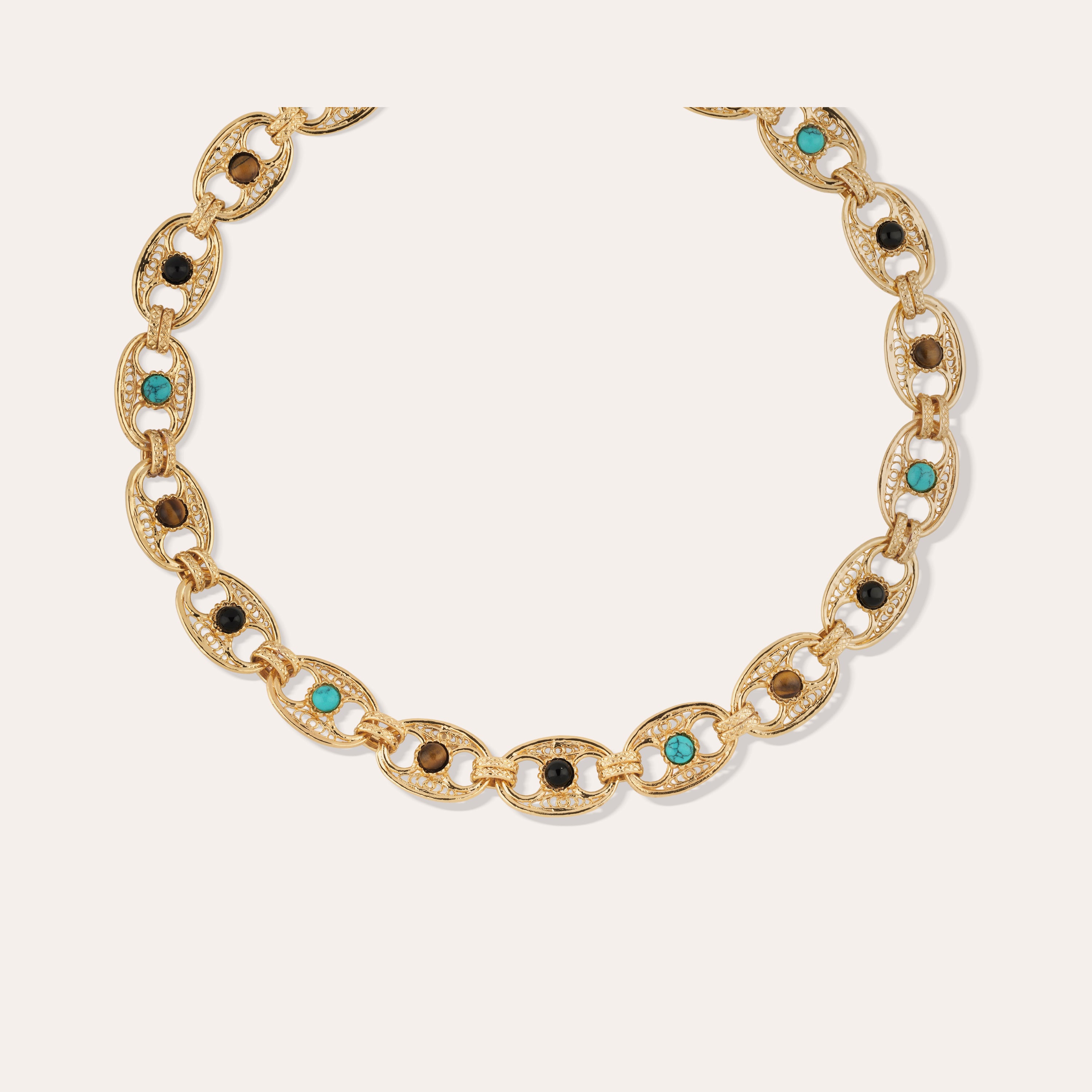 gas-bijoux-collier-carthage-turquoise-oeil-de-tigre-et-onyx-noir-dor image 2