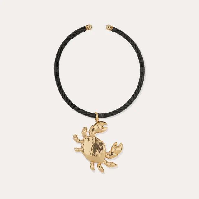 gas-bijoux-collier-sari-krabe-cuir-torque-dor-l-or-fin-avec-pendentif-crabe-scul image 1