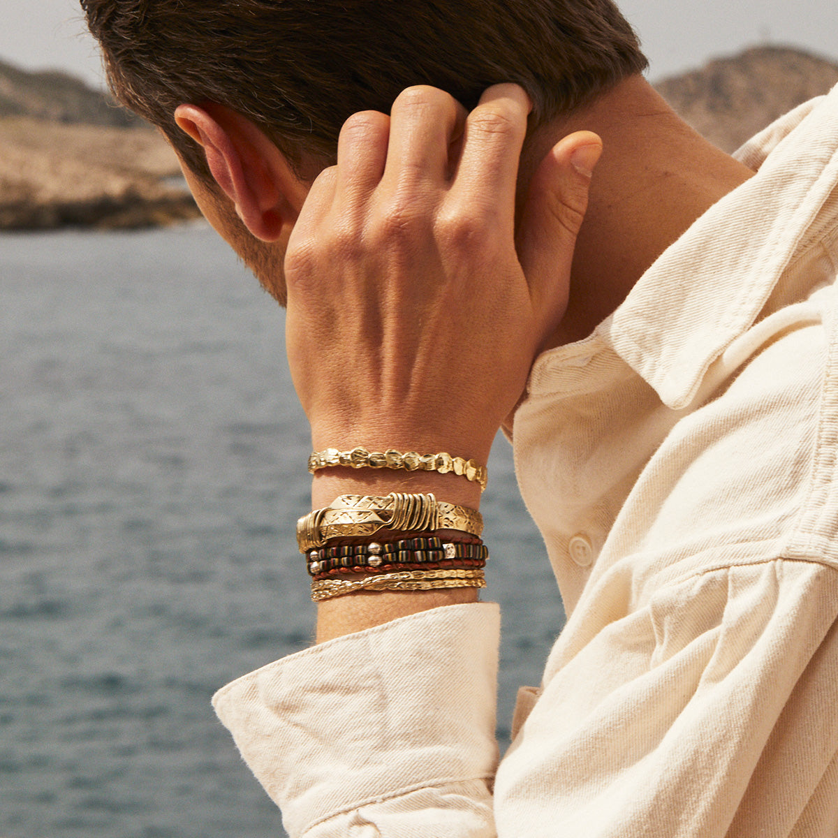 gas-bijoux-bracelet-liane-jonc-large-dor-l-or-fin-jonc-grav-taille-ajustable image 2