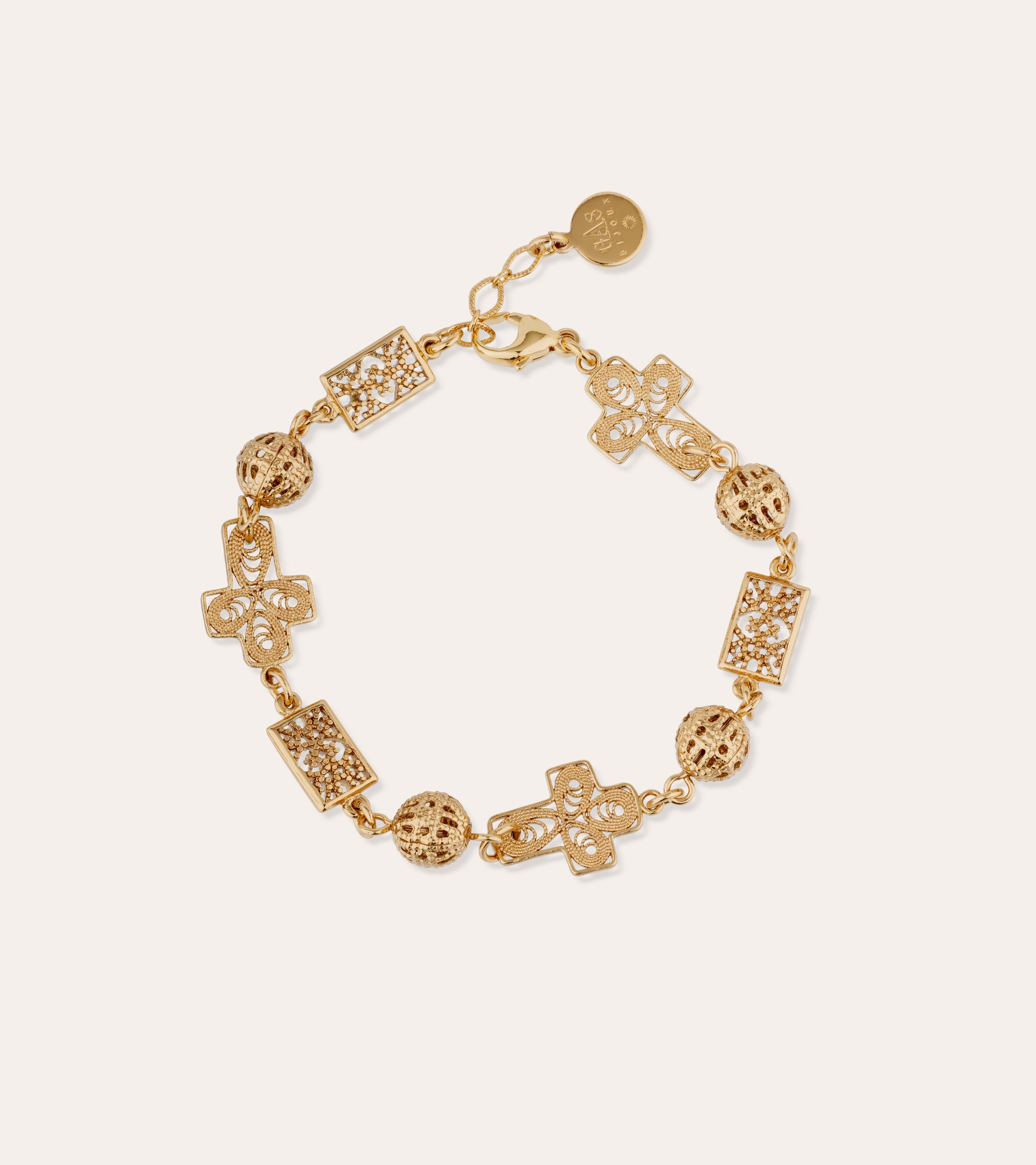 gas-bijoux-yuca-croix-bracelet-dor-l-or-fin-croix-et-motifs-en-filigrane image 2