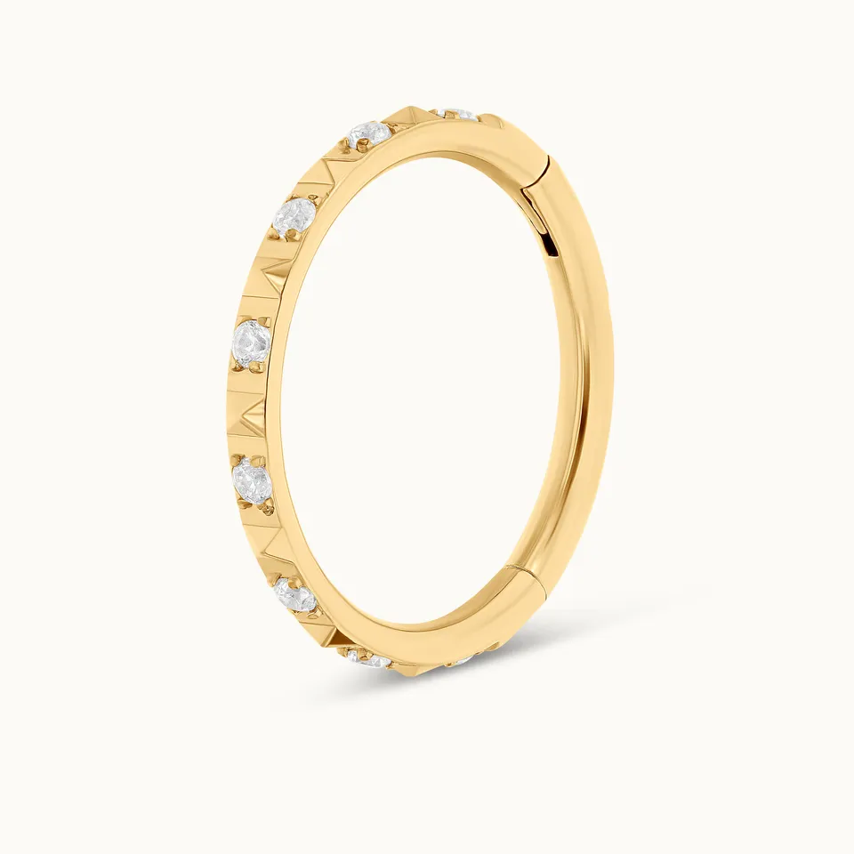 obsidian-piercing-belenos-anneau-clicker-titane-pvd-gold-zircon image 1