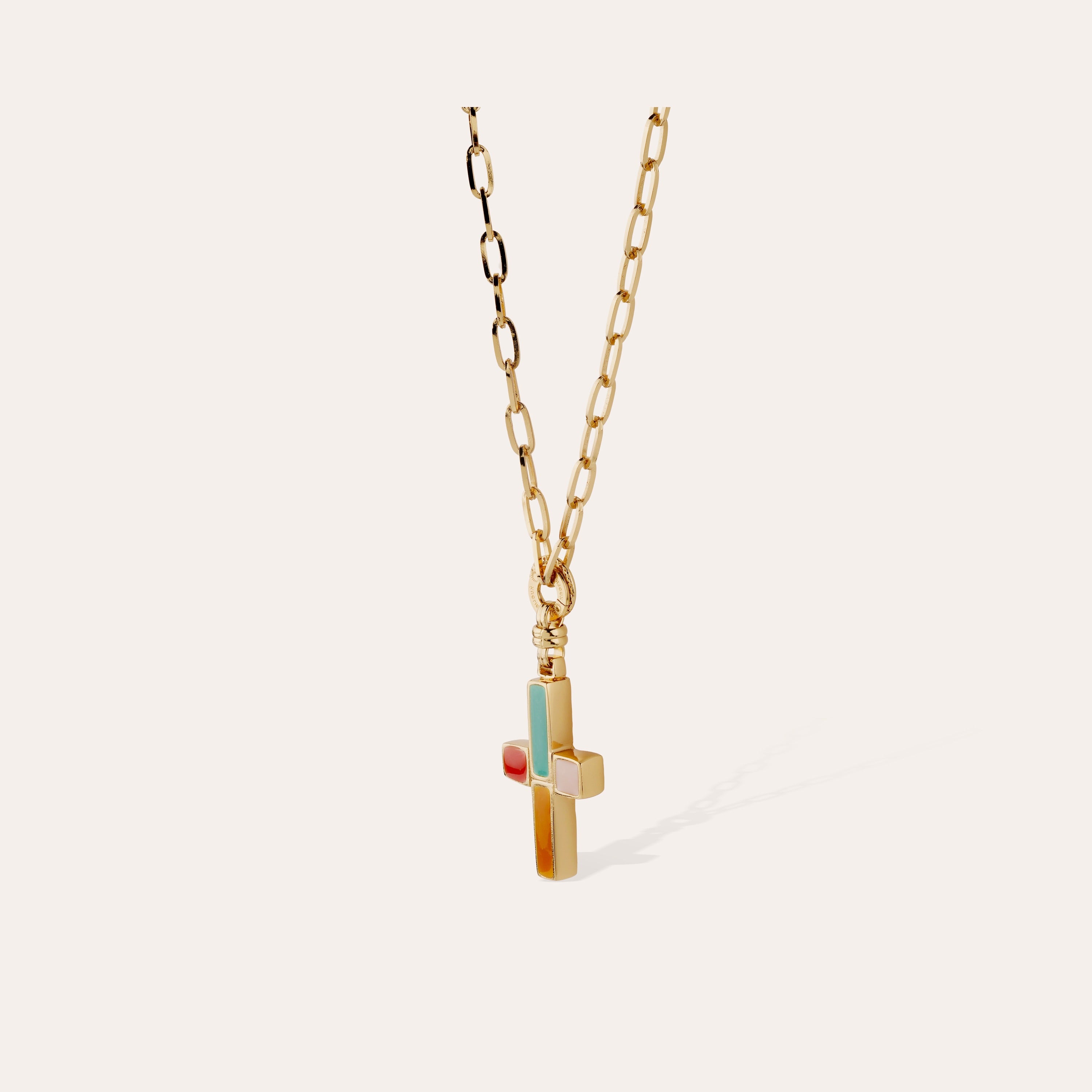 gas-bijoux-sautoir-croix-petit-mod-le-dor-l-or-fin-croix-maill-e-la-main image 2