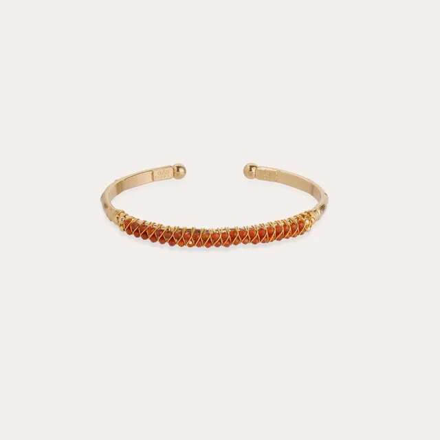 gas-bijoux-bracelet-lyre-jonc-grand-mod-le-dor-cornaline image 1