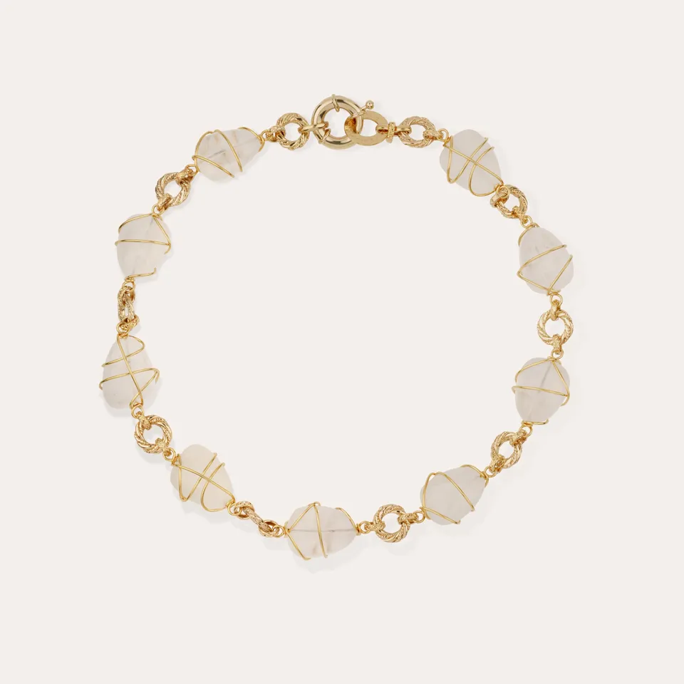 gas-bijoux-collier-rainbow-multi-cristal-de-roche-cha-ne-dor-e-l-or-fin-pierres- image 1