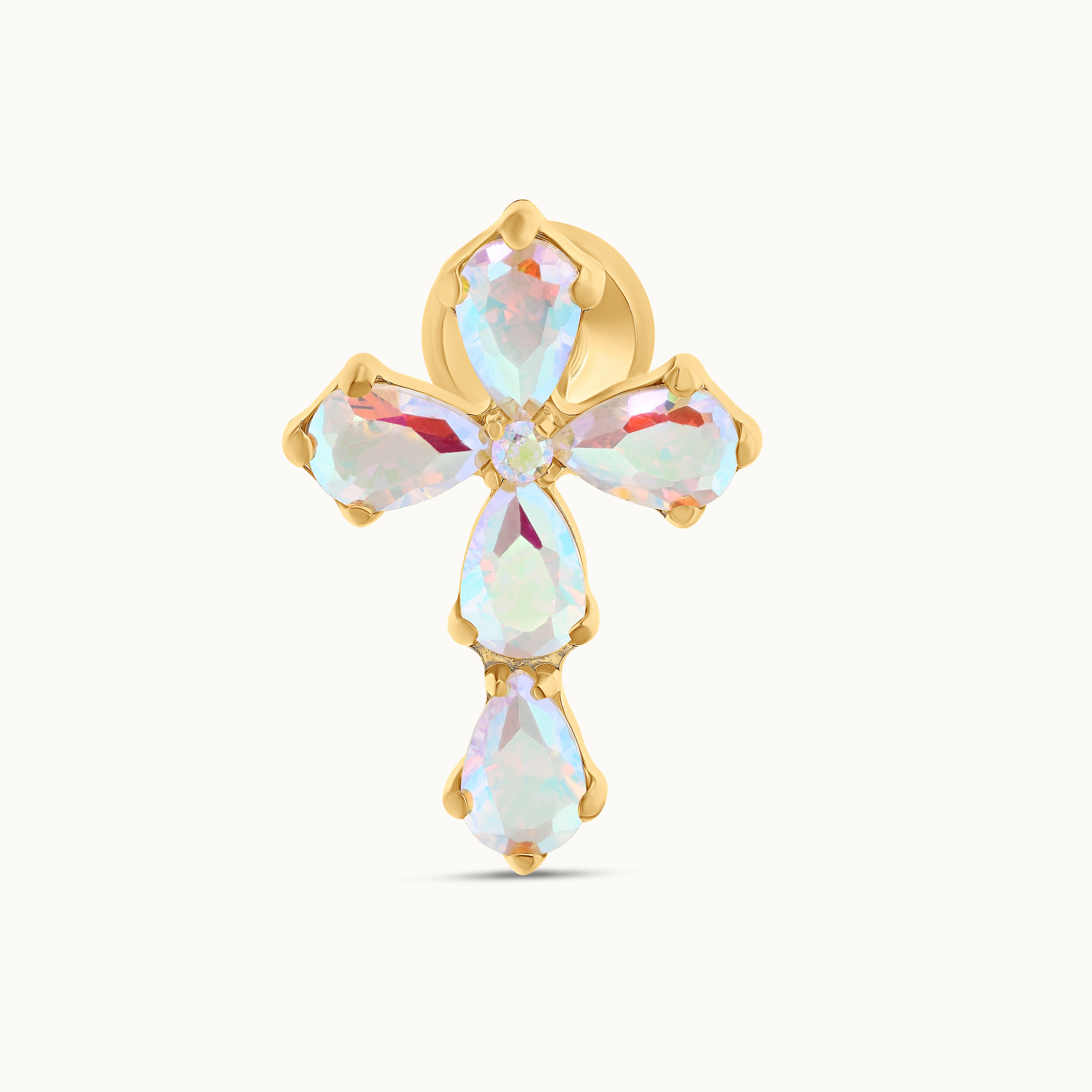 obsidian-piercing-spritz-croix-titane-pvd-gold-pour-flat-lobe image 1