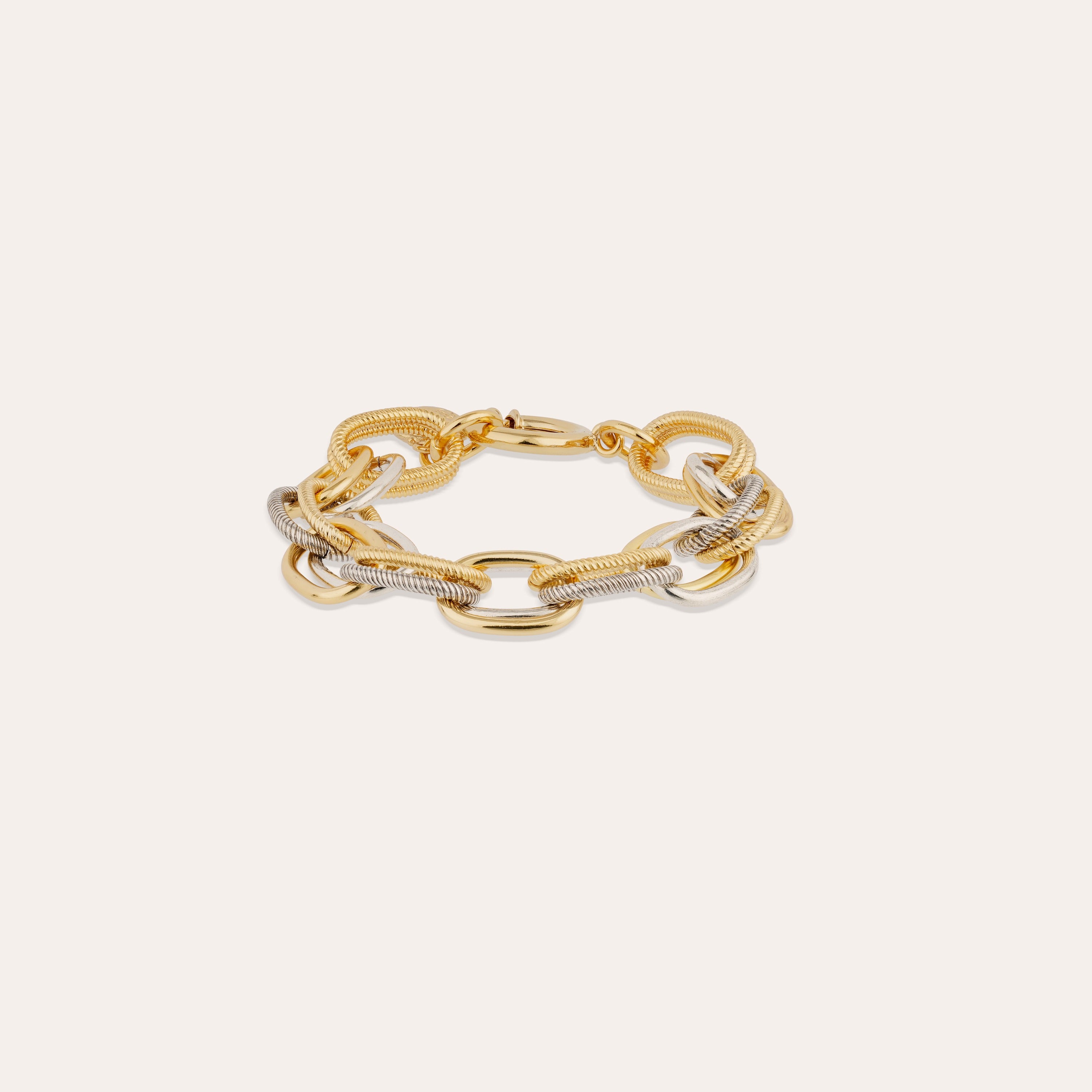 gas-bijoux-bracelet-bell-bicolore-anneaux-lisses-et-stri-s-assembl-s-main image 1
