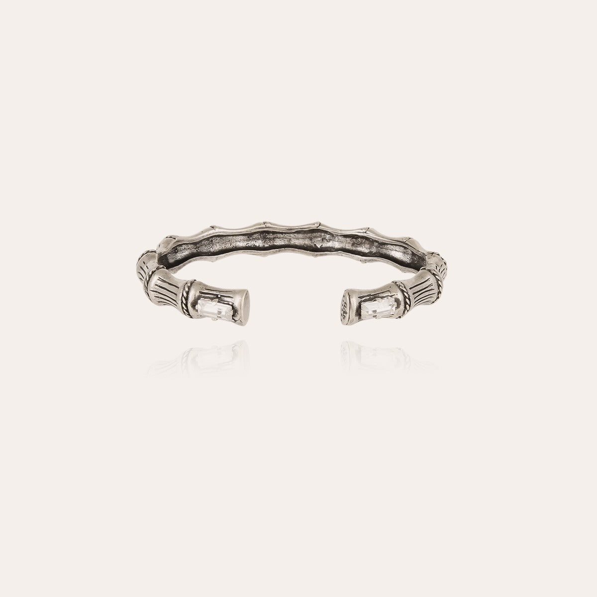 gas-bijoux-bracelet-bambou-jonc-strass-argent-taille-ajustable image 1
