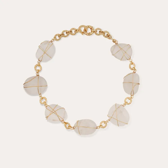 gas-bijoux-collier-rainbow-multi-grand-mod-le-cristal-de-roche-cha-ne-dor-e-l-or image 1