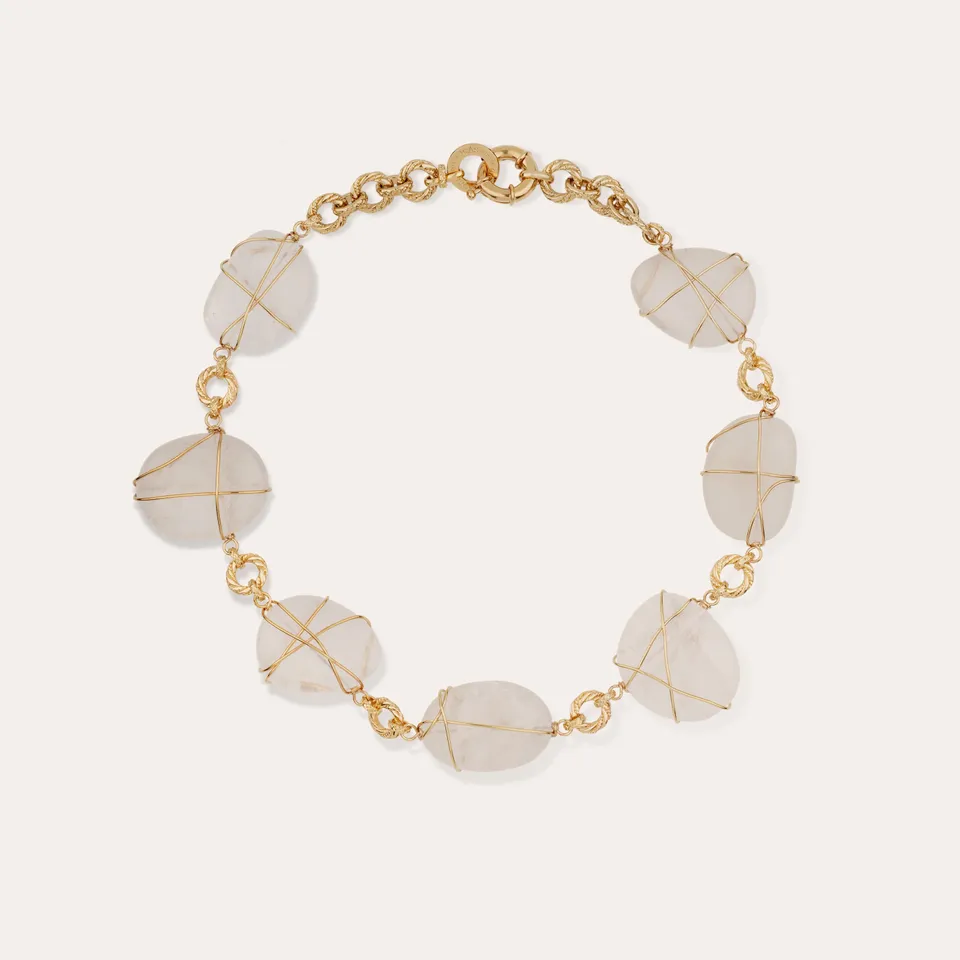 gas-bijoux-collier-rainbow-multi-grand-mod-le-cristal-de-roche-cha-ne-dor-e-l-or image 1