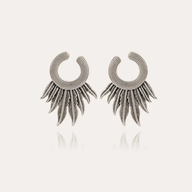gas-bijoux-caracara-boucles-d-oreilles-argent-es-plumes-grav-es image 1