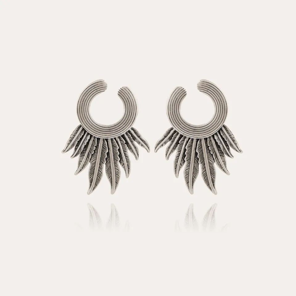 gas-bijoux-caracara-boucles-d-oreilles-argent-es-plumes-grav-es image 1