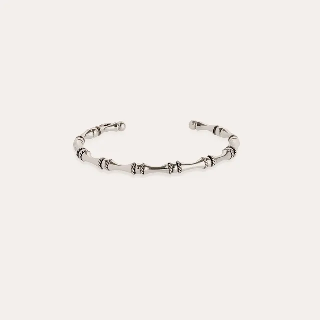 gas-bijoux-bracelet-bambou-jonc-mini-argent-motif-bambou-et-cha-nettes-torsad-es image 1