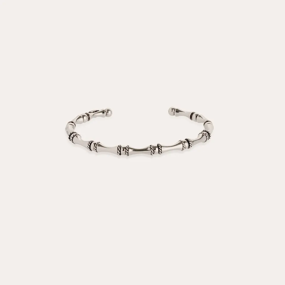 gas-bijoux-bracelet-bambou-jonc-mini-argent-motif-bambou-et-cha-nettes-torsad-es image 1