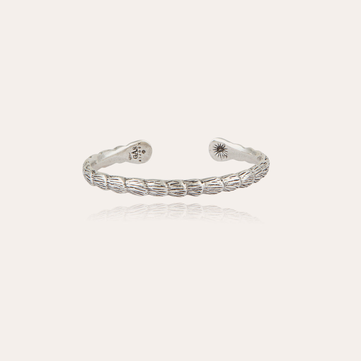 gas-bijoux-liane-bracelet-jonc-argent-martel-la-main-taille-ajustable image 1