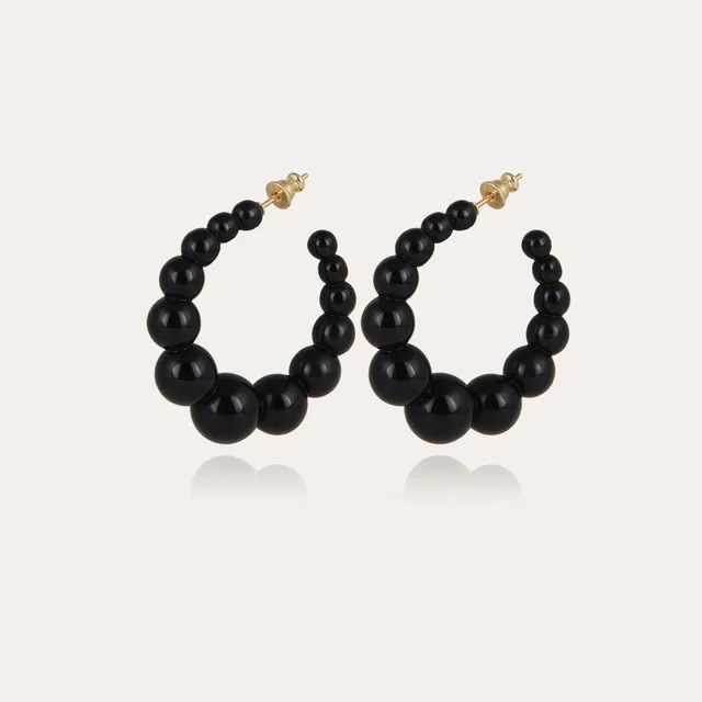 gas-bijoux-boucles-d-oreilles-cr-oles-andy-petit-mod-le-ac-tate-noir-dor-es-l-or image 1