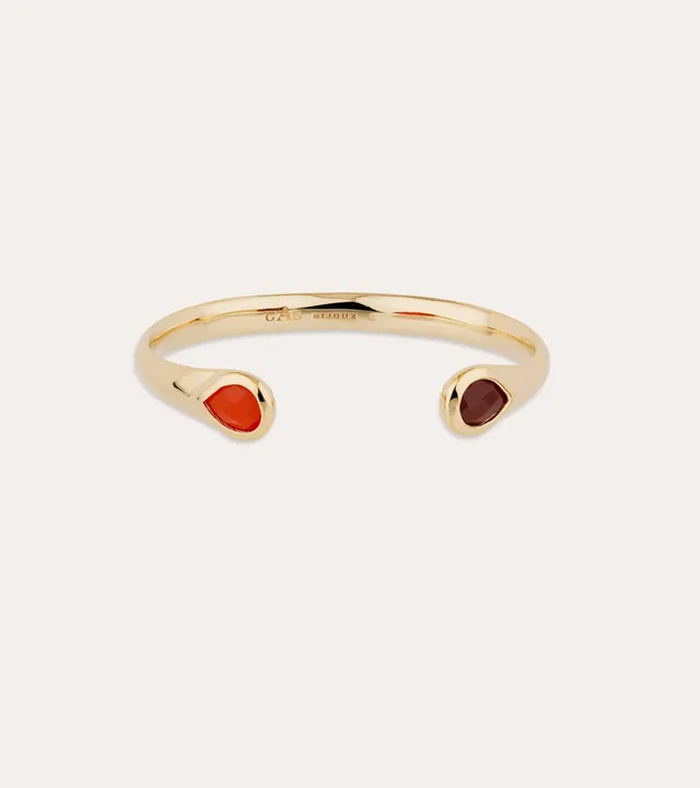 gas-bijoux-bracelet-saint-germain-jonc-dor-l-or-fin-deux-pierres-fines-cornaline image 1