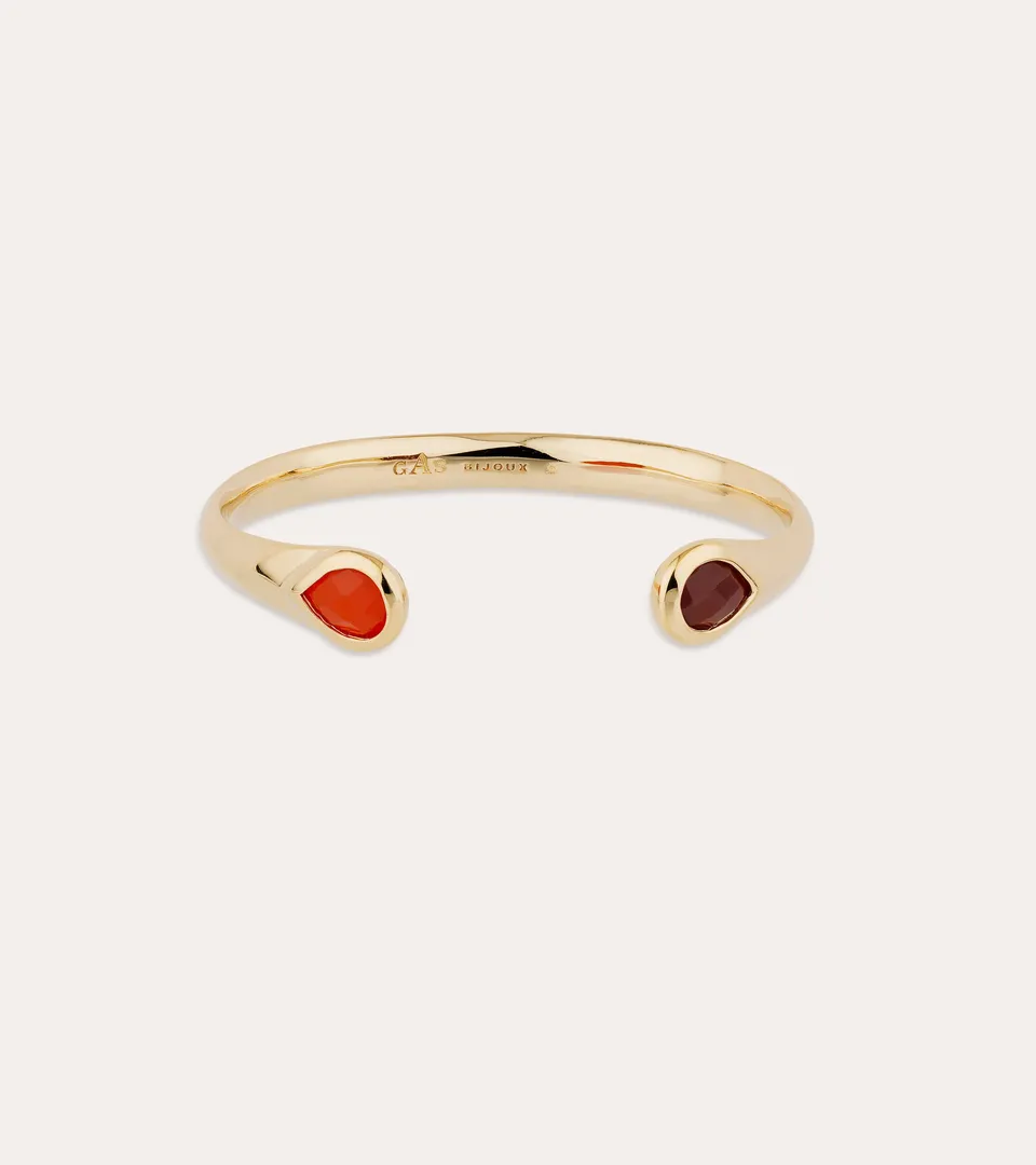 gas-bijoux-bracelet-saint-germain-jonc-dor-l-or-fin-deux-pierres-fines-cornaline image 1