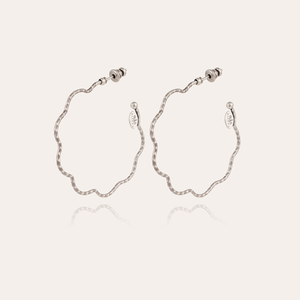 gas-bijoux-boucles-d-oreilles-cr-oles-florette-petit-mod-le-argent-martel image 1