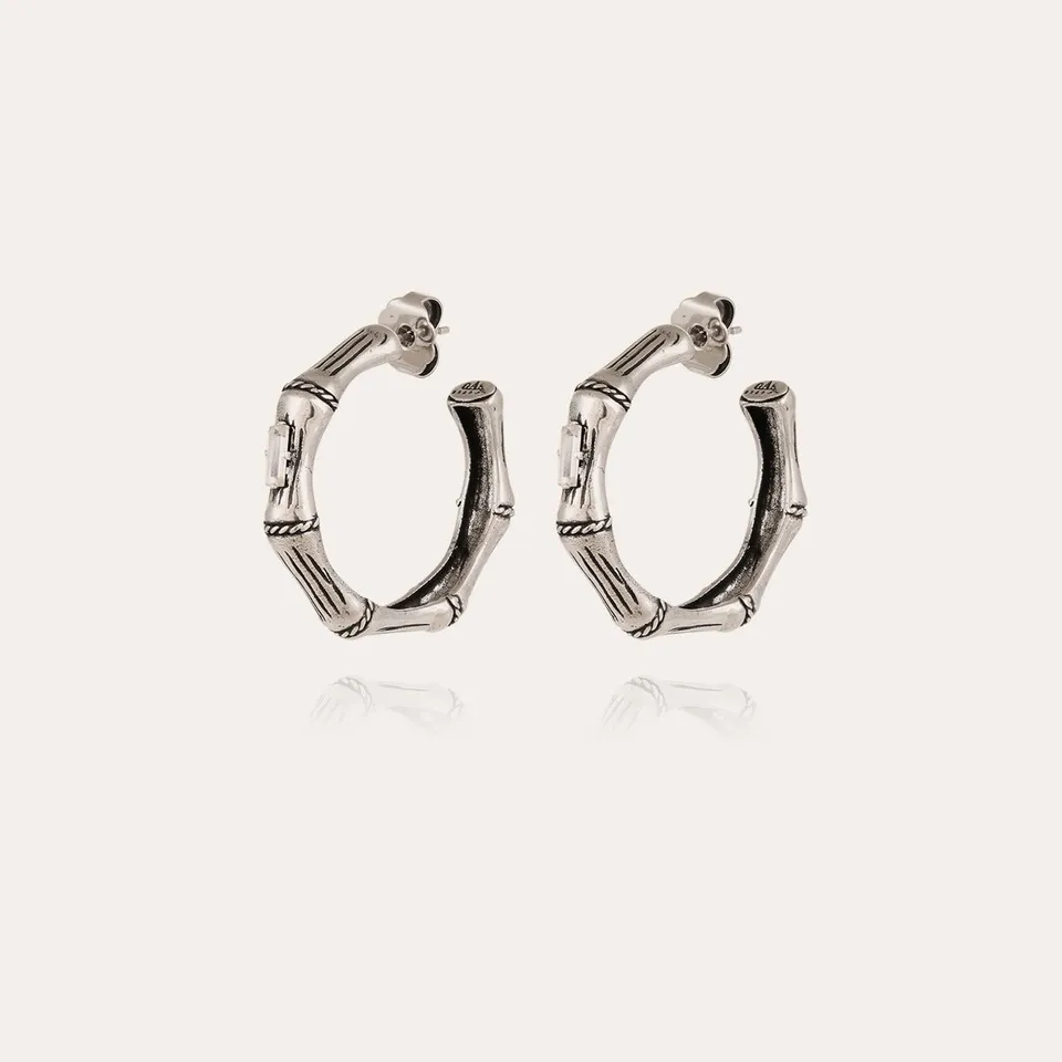 gas-bijoux-boucles-d-oreilles-cr-oles-bambou-strass-petit-mod-le-argent-es image 1