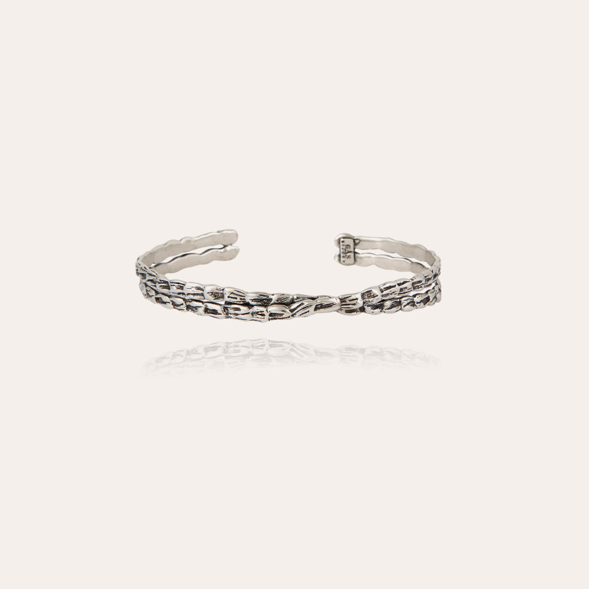 gas-bijoux-bracelet-jonc-liane-crois-argent-double-jonc-grav image 1