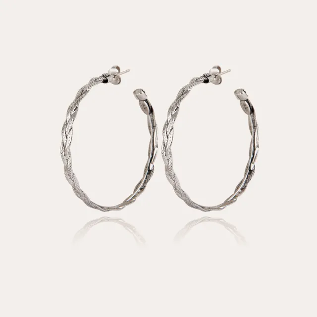 gas-bijoux-boucles-d-oreilles-cr-oles-tresse-moyen-mod-le-argent-es image 1
